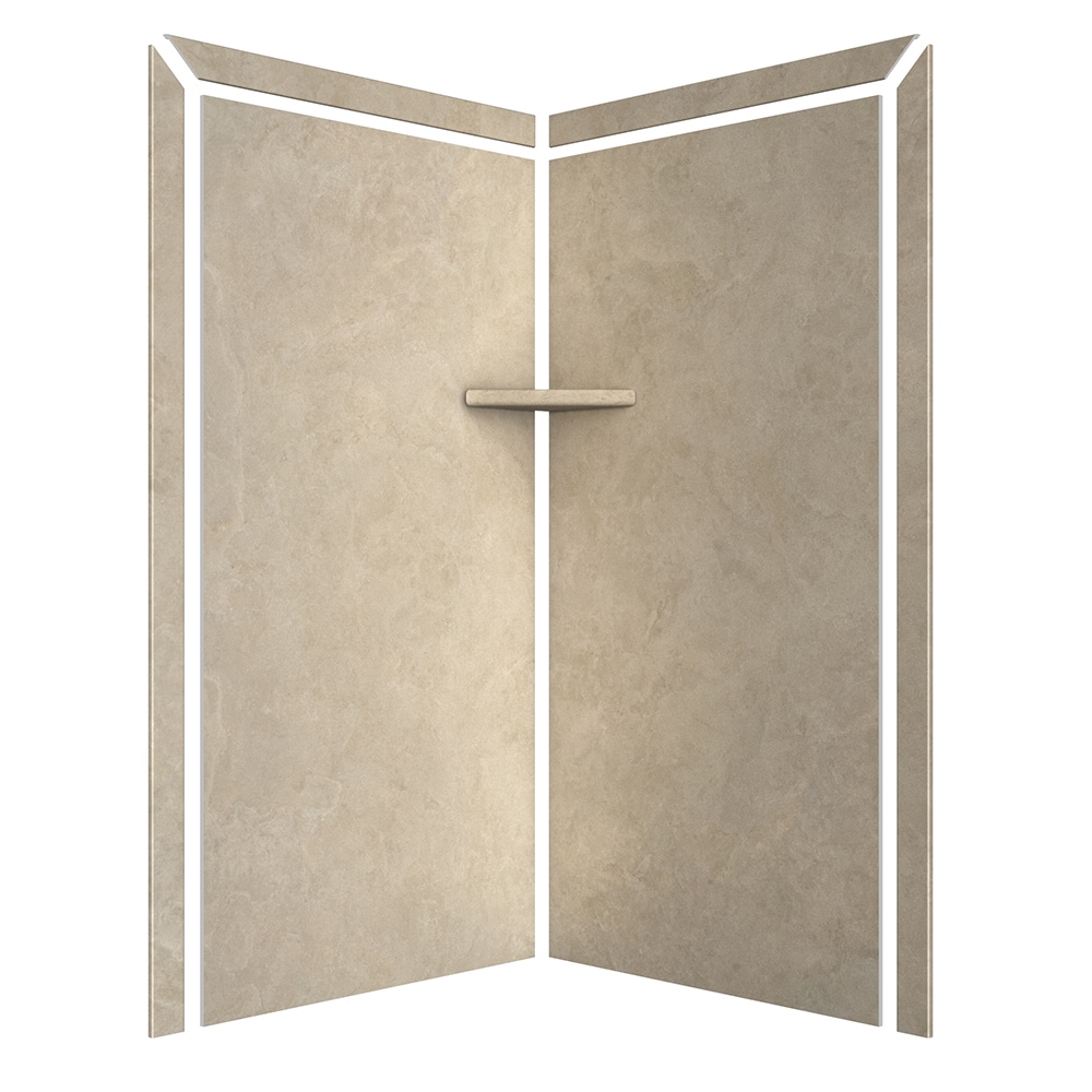 FlexStone Splendor 40-in W x 40-in D x 80-in H Creme Travertine 2-Piece ...