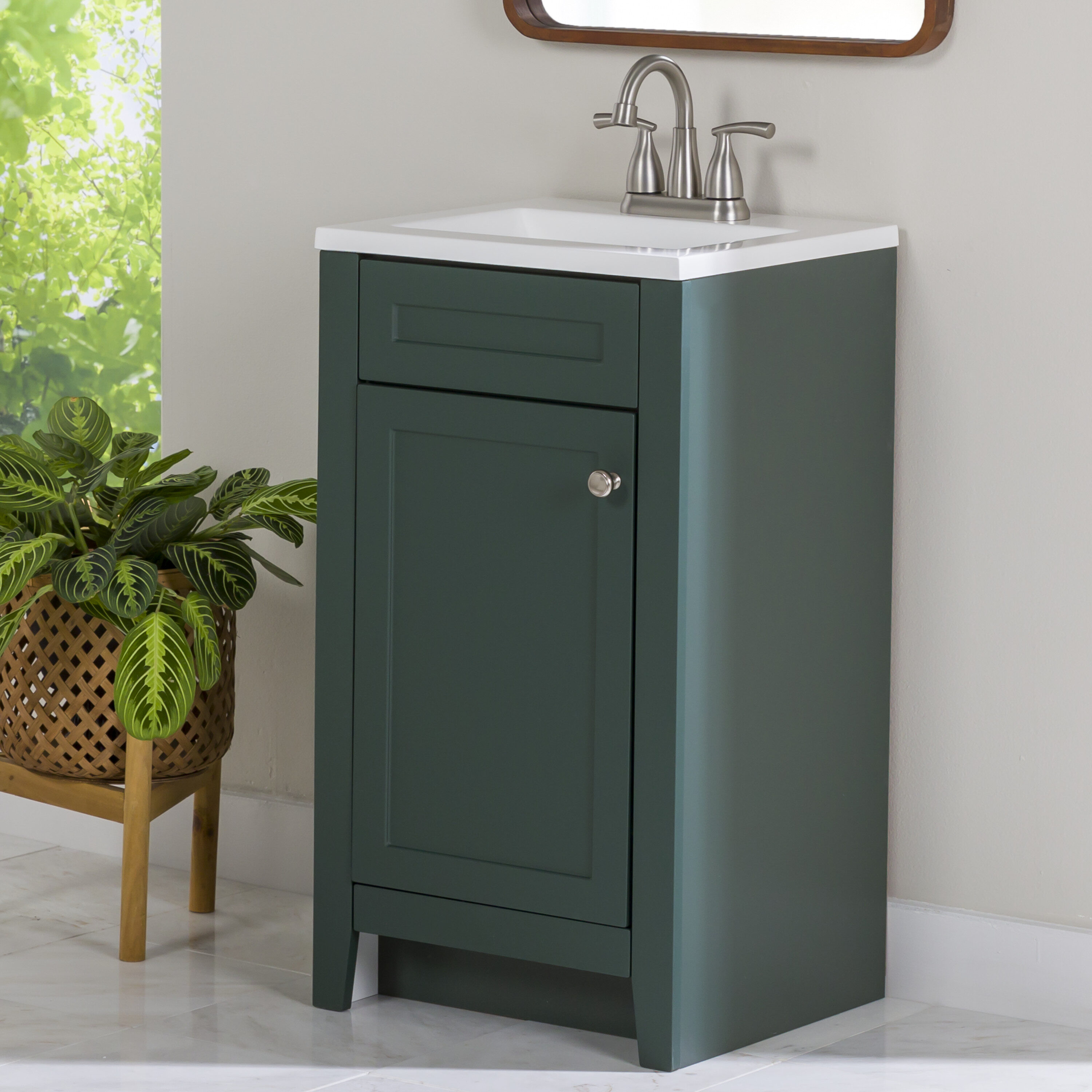 Diamond NOW Roswell 18-in Viridian Green Single Sink Bathroom Vanity ...