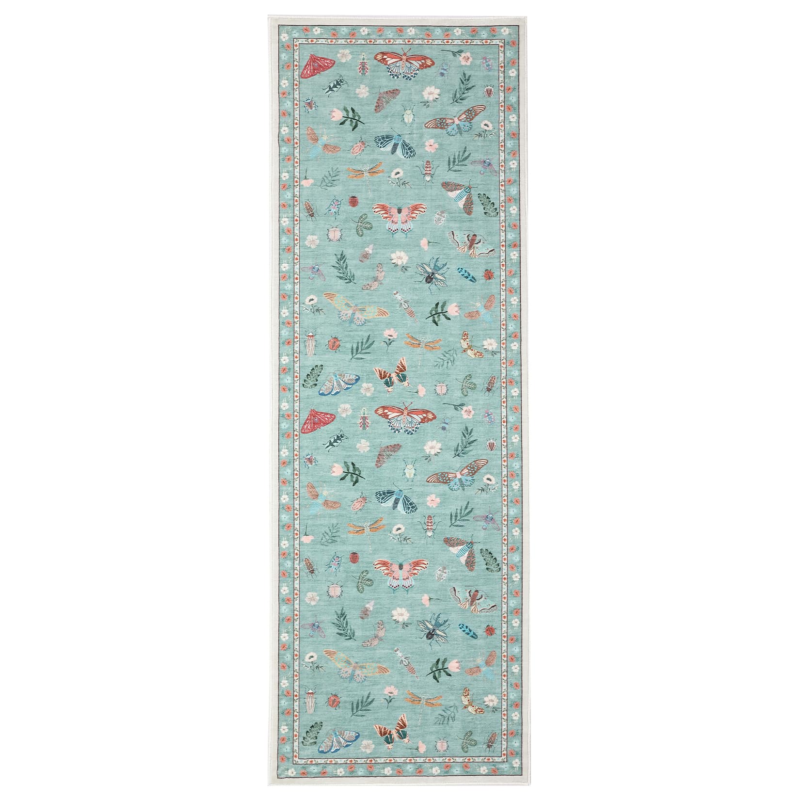 WhizMax SUNNY-PHK-344MCVLU 2 x 6 ft Polyester Green Rectangular Hallway Entryway Bathroom Kitchen Summer Theme Modern Machine Washable Runner Rug