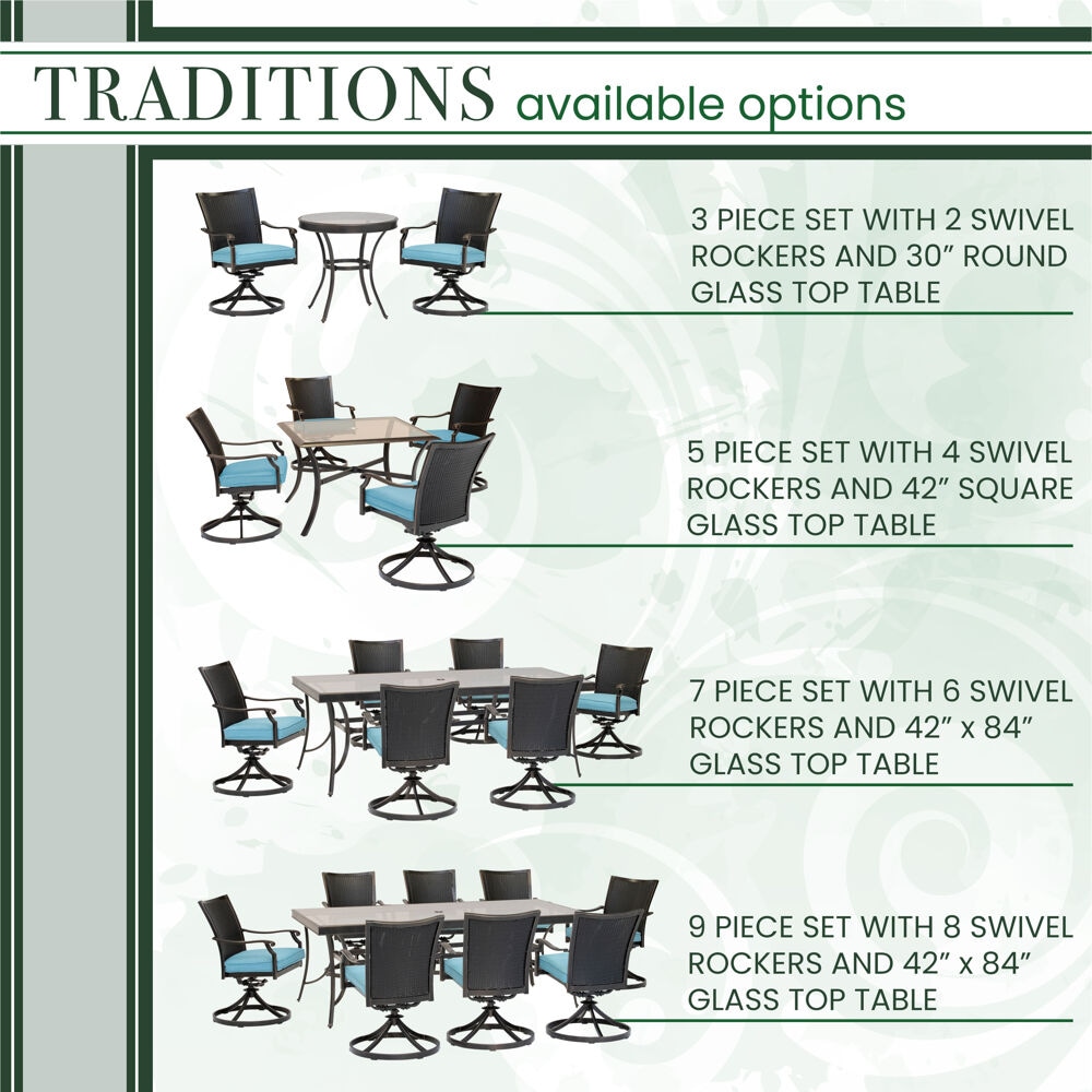 Hanover TRADDNWB3PCSWG-BLU Patio-Dining-Sets - View #5