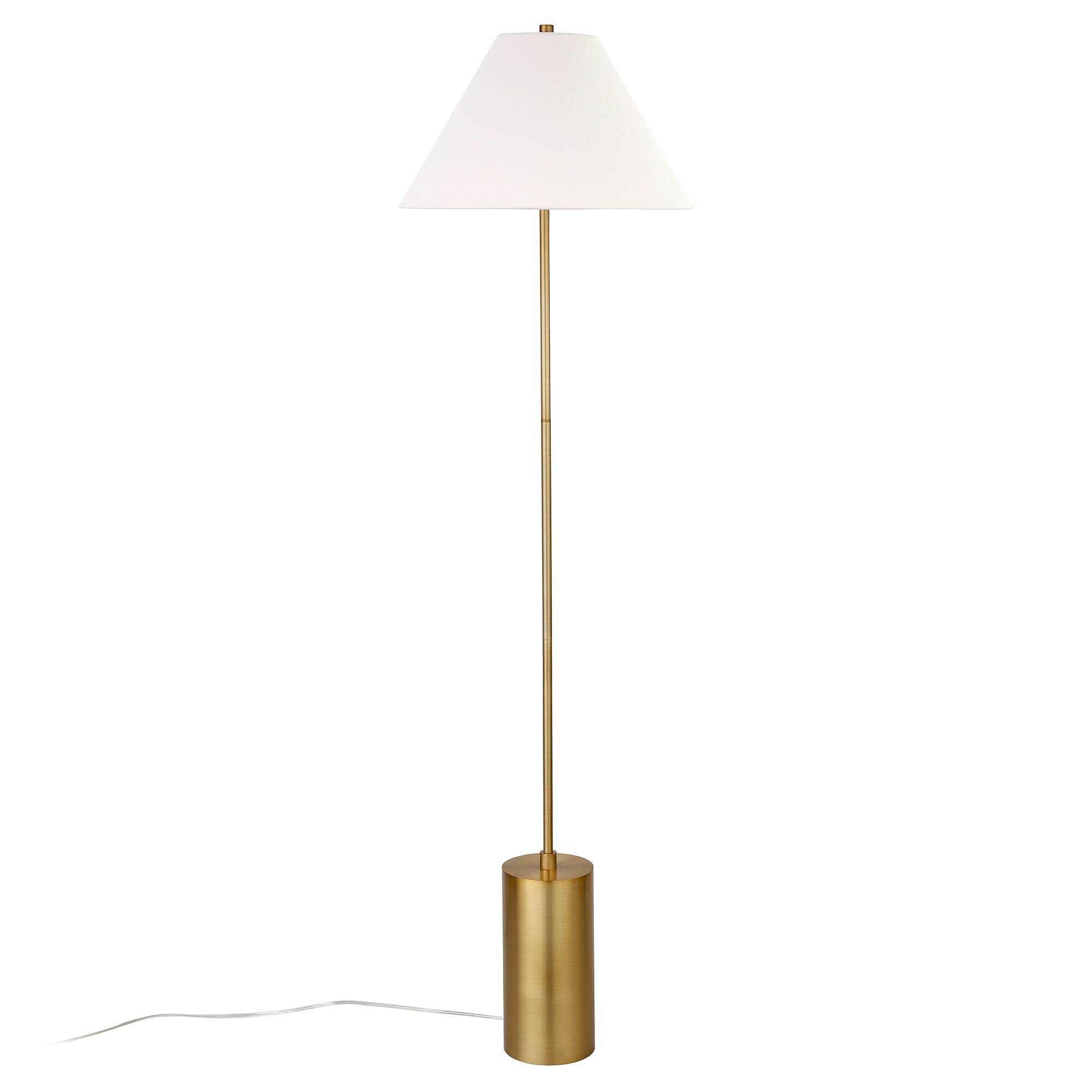 Brass and White Adjustable Floor Lamp with Linen Shade