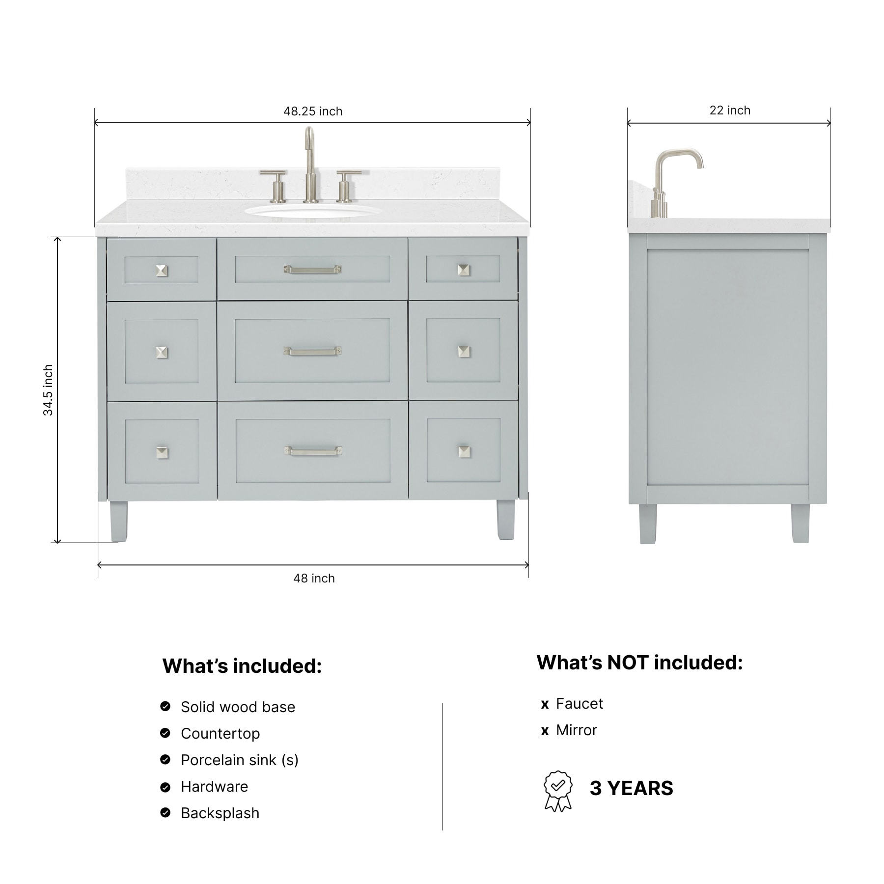 ARIEL B48CQOVOGRY Bath-Vanity-Combo - View #4