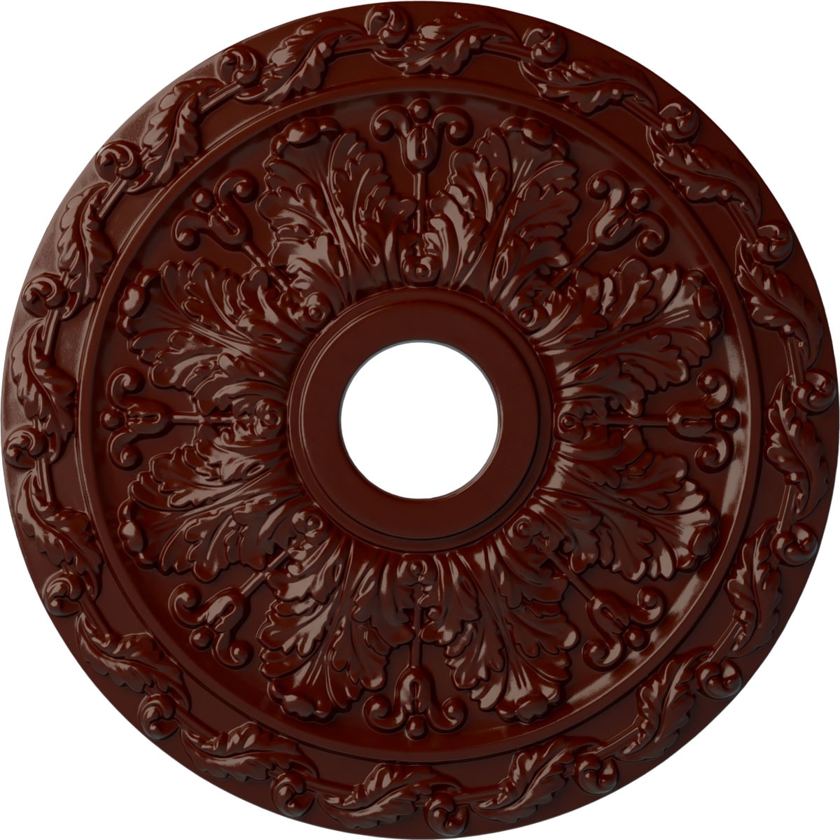 Ekena Millwork CM19SPBMF Spring Leaf 19.875-in W x 19.875-in L Painted Brushed Mahogany Polyurethane Whole Ceiling Medallion