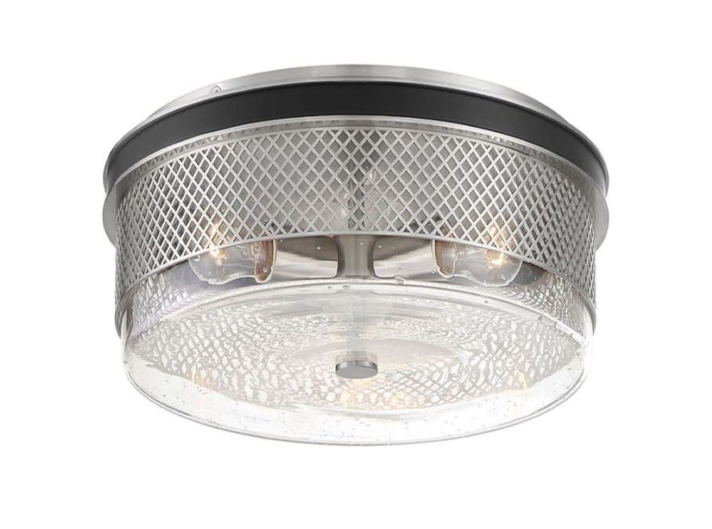 Coal & Brushed Nickel Seedy Glass 3-Light Flush Mount