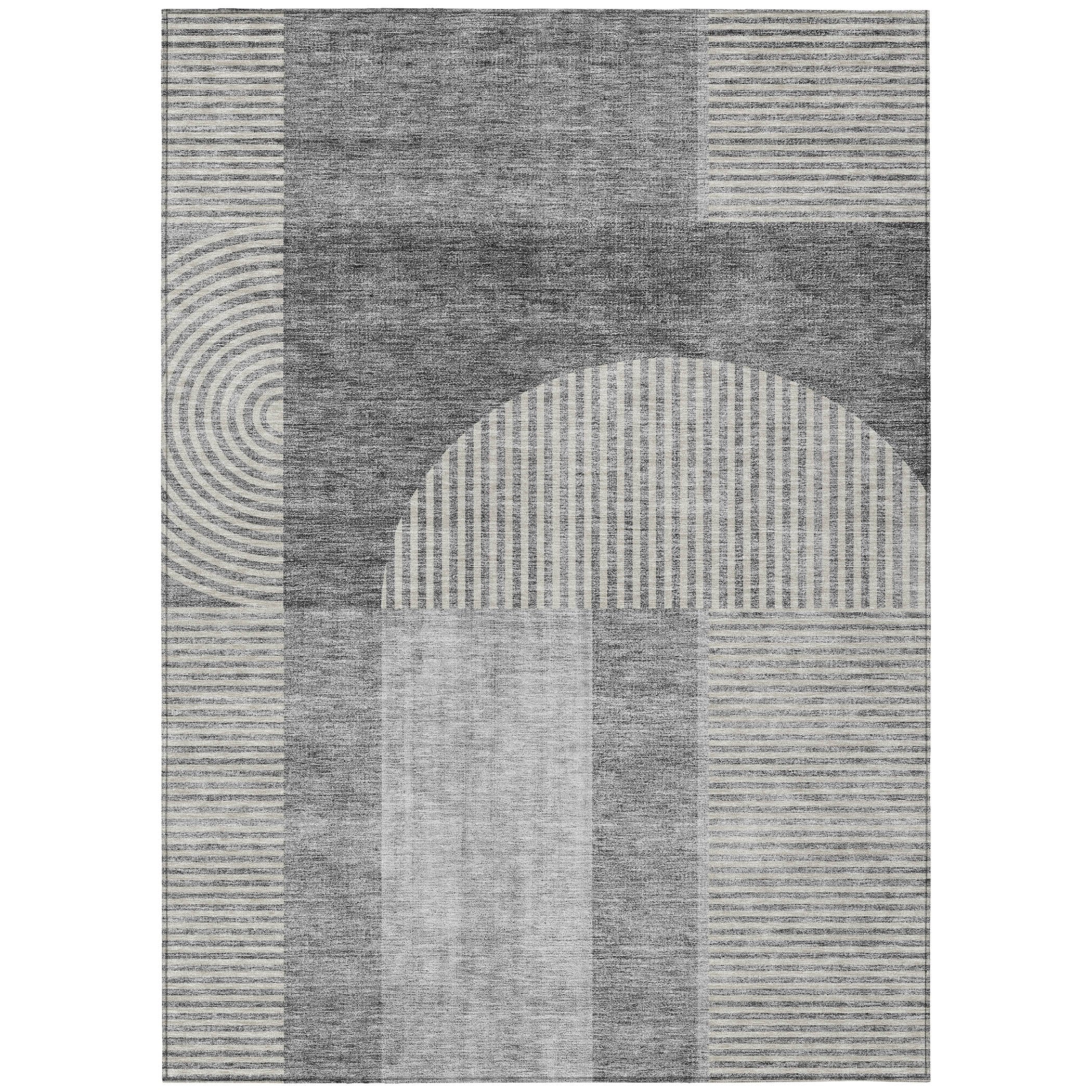 Addison Rugs ACN711GY10X14 Chantille ACN711GY 10 x 14 (ft) Polyester Gray Rectangular Indoor/Outdoor Geometric Machine washable Area rug