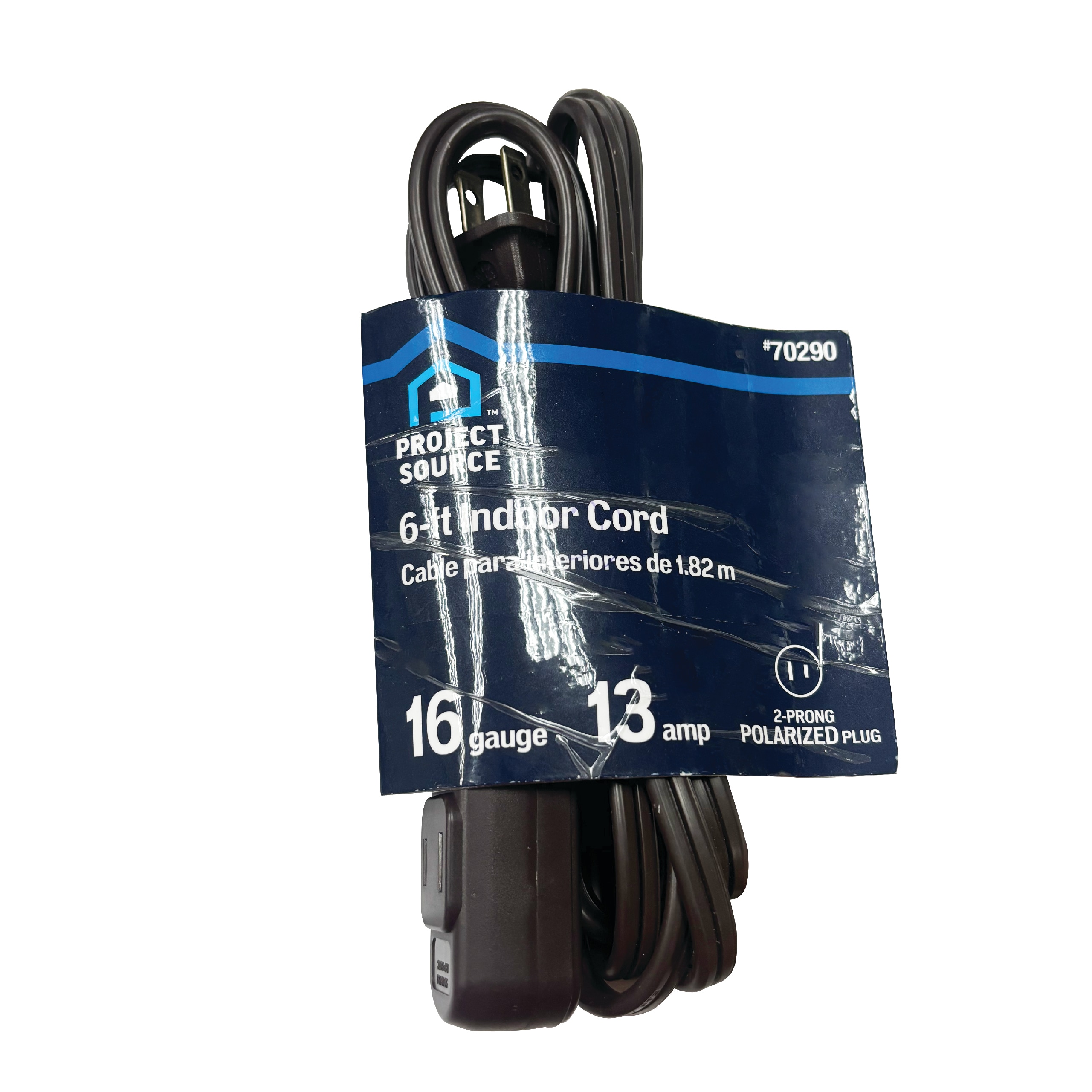 Project Source 0062 Extension Cord 6-ft 16 / 2 2 Prong Brown Indoor SPT-2 Light Duty General Extension Cord