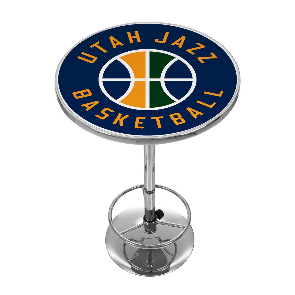 Trademark Gameroom NBA2000-UJ Utah Jazz Pub Tables Black Round Traditional Bar Table, Composite with Metal Pedestal Base 27.375-in L x 42-in H