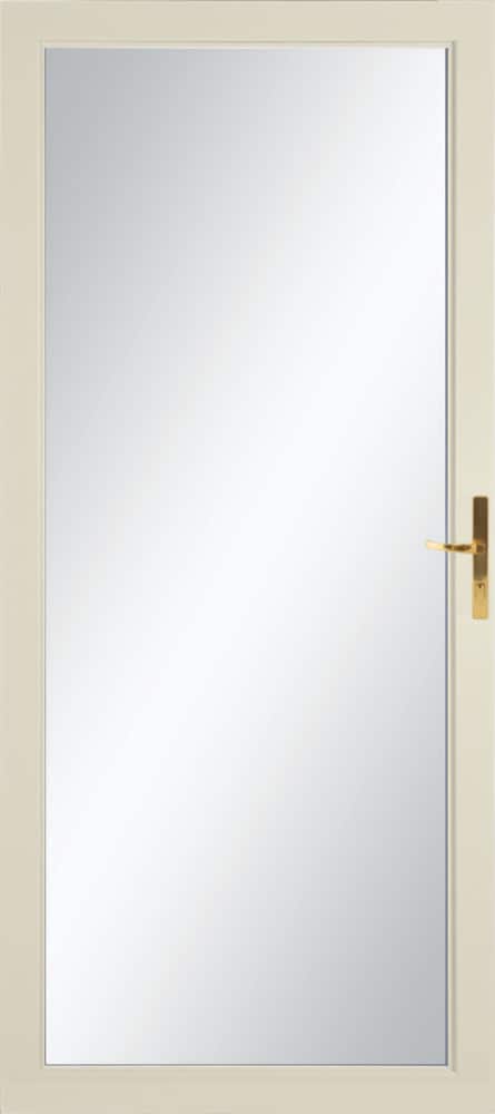 Williamsburg 36-in x 81-in Almond Full-view Interchangeable Screen Aluminum Storm Door with Polished Brass Handle in Off-White | - LARSON 35004082