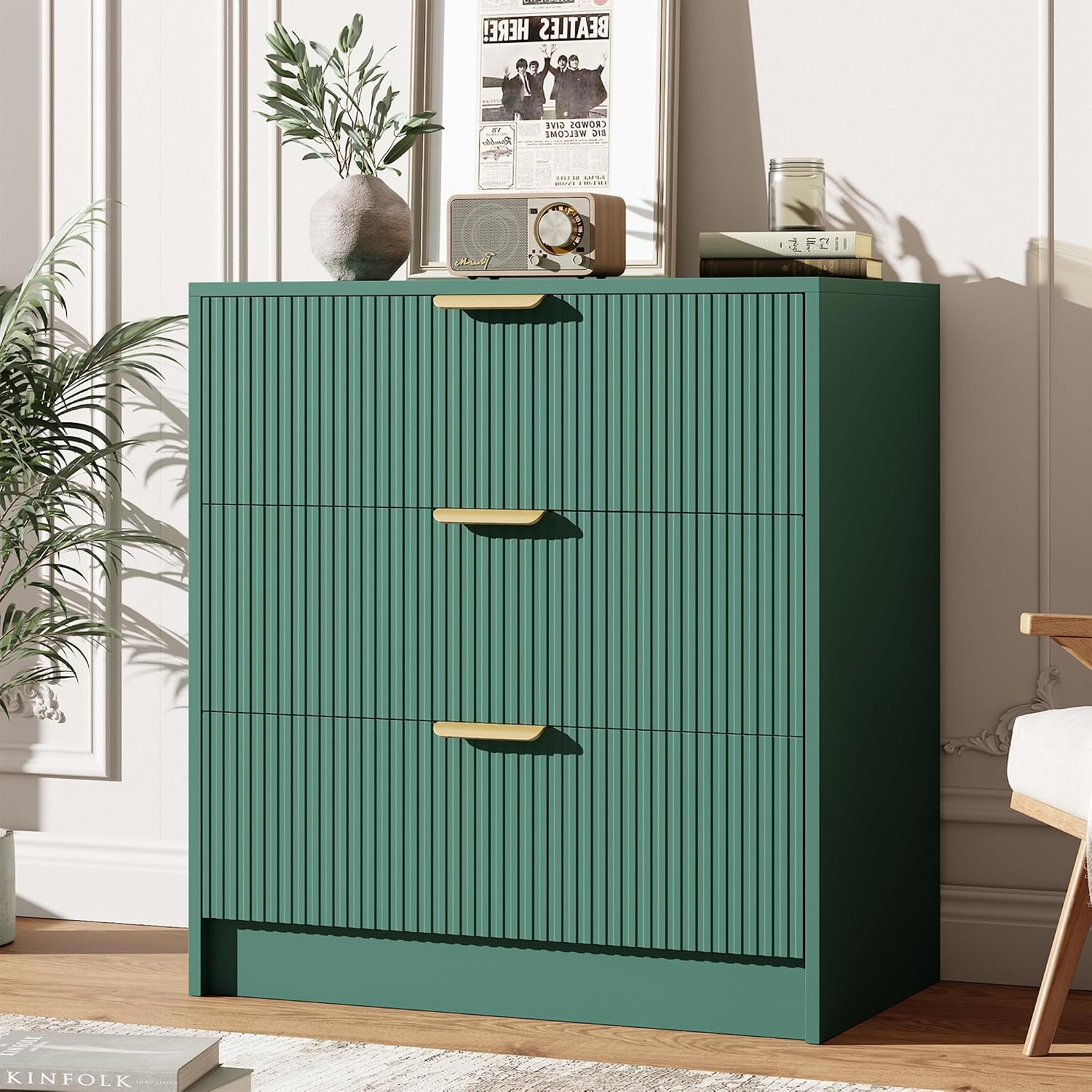 GAOMON 3 Drawer Dresser for Bedroom - 30in Tall Nightstand Vertical ...