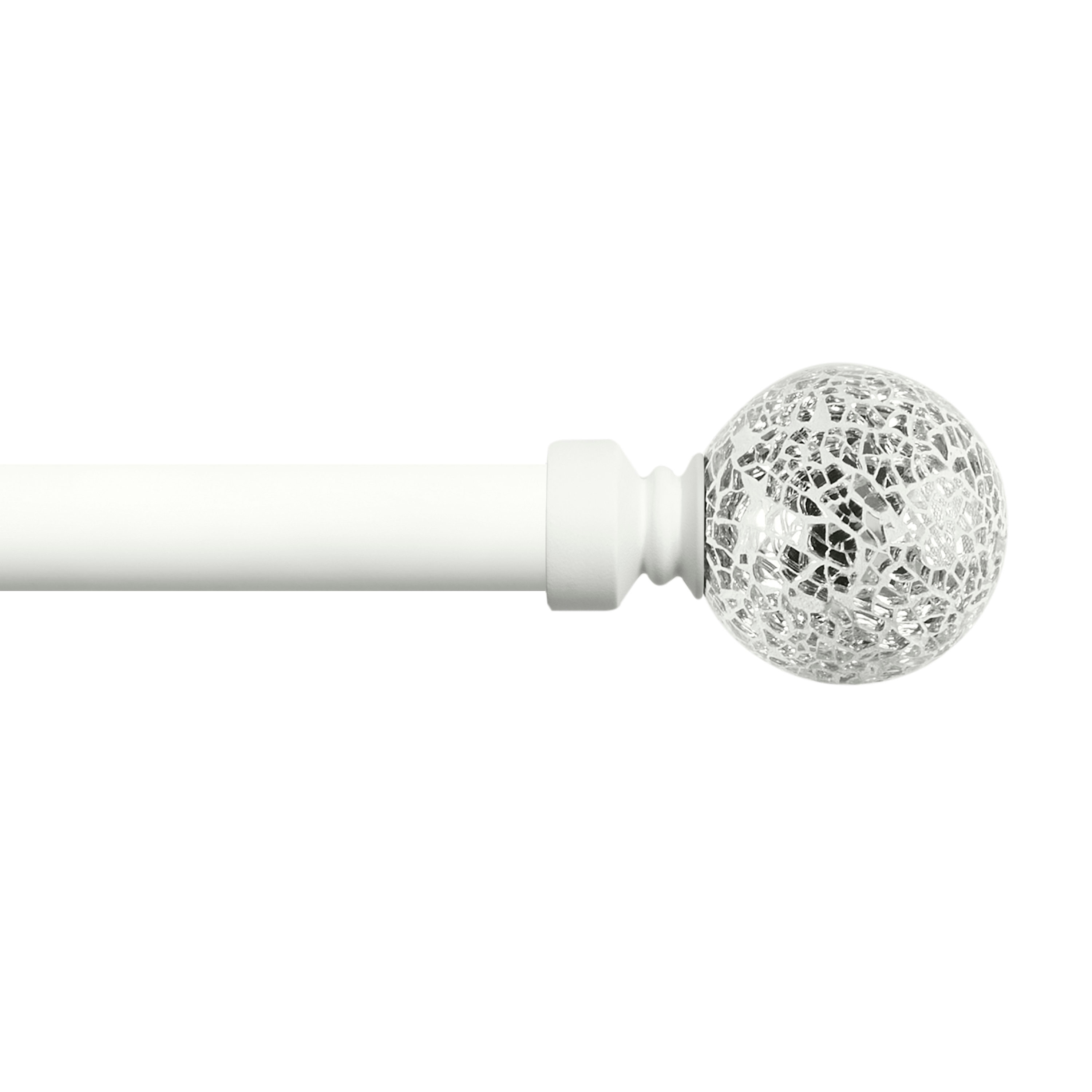 Exclusive Home ER1002-03 3672 White Mosaic 36-in to 72-in Matte white Iron Single curtain rod with Finials