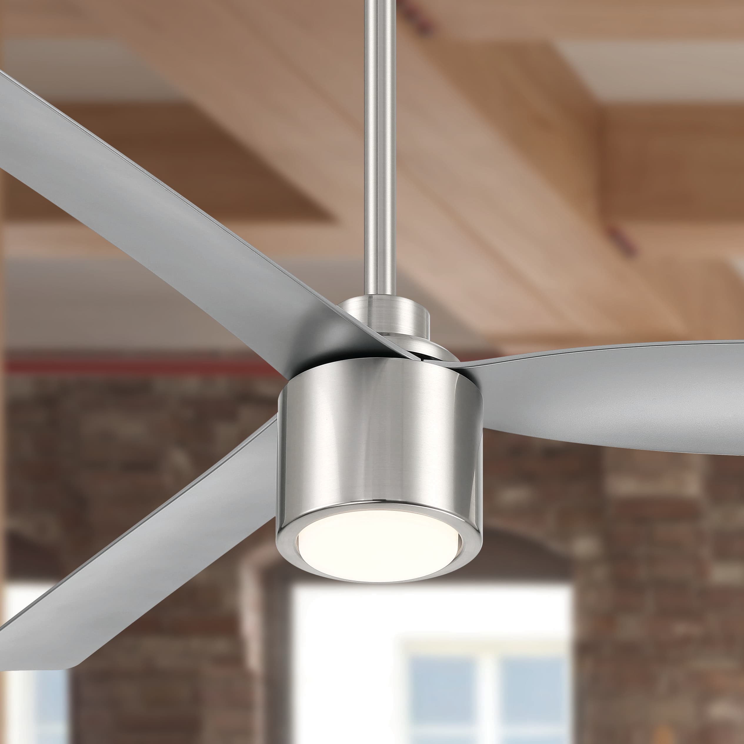 Arranmore Lighting & Fans AR-3001BN-52LK RAVIAN 52-in Outdoor Brushed Nickel with Silver Blades Ceiling Fan With Light - Remote Included ( 3 -Blade )