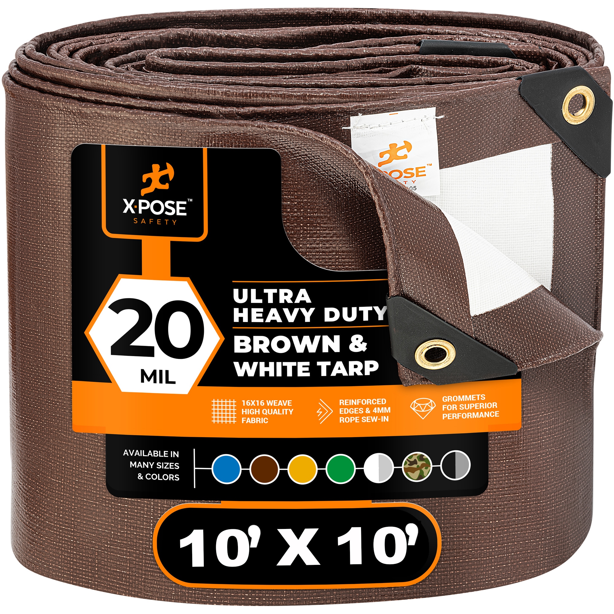 XPOSE SAFETY UHD-1010-X 10-ft x 10-ft Brown Waterproof Commercial Polyethylene 20-mil Tarp