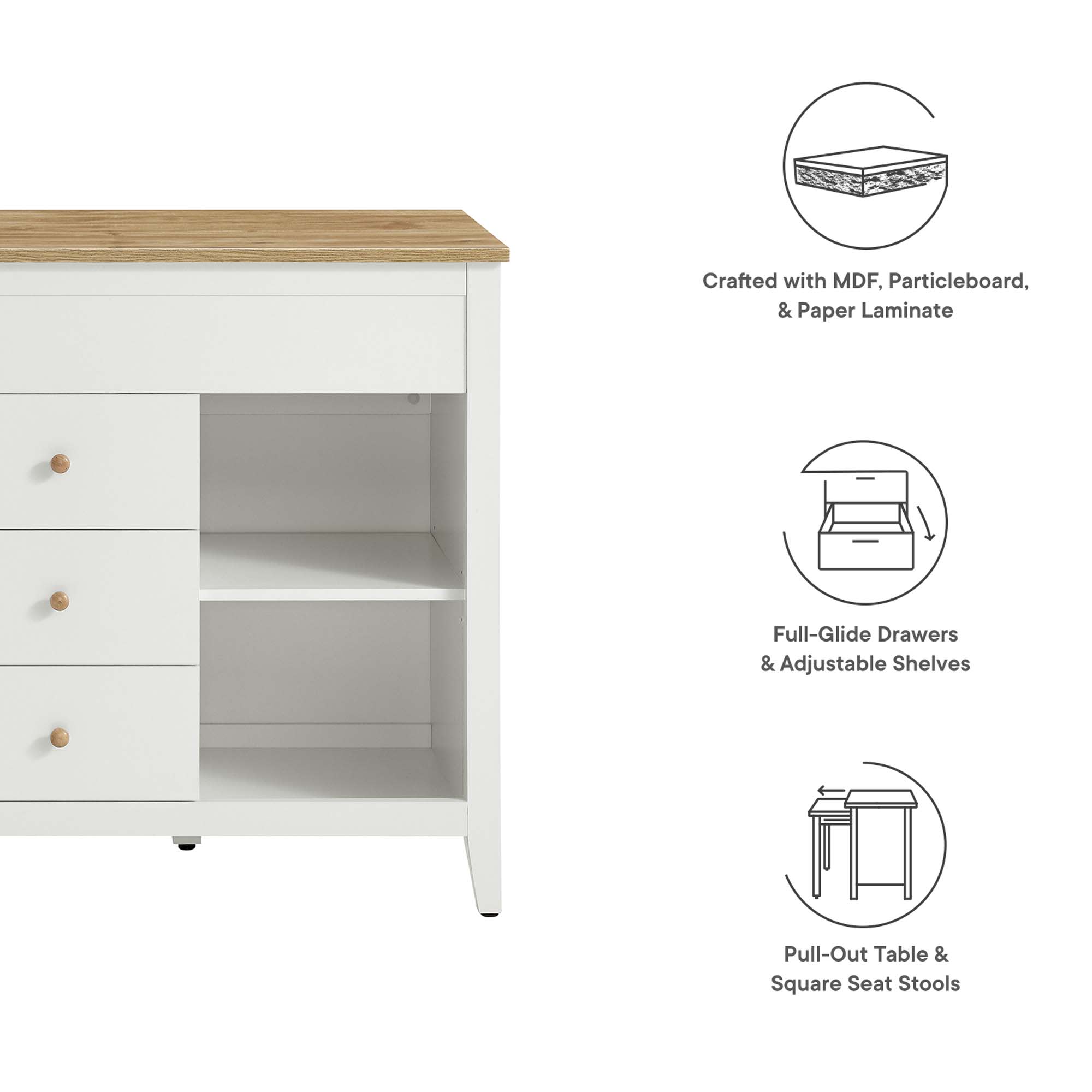 Modway EEI-6895-OAK-WHI Kitchen-Furniture - View #2