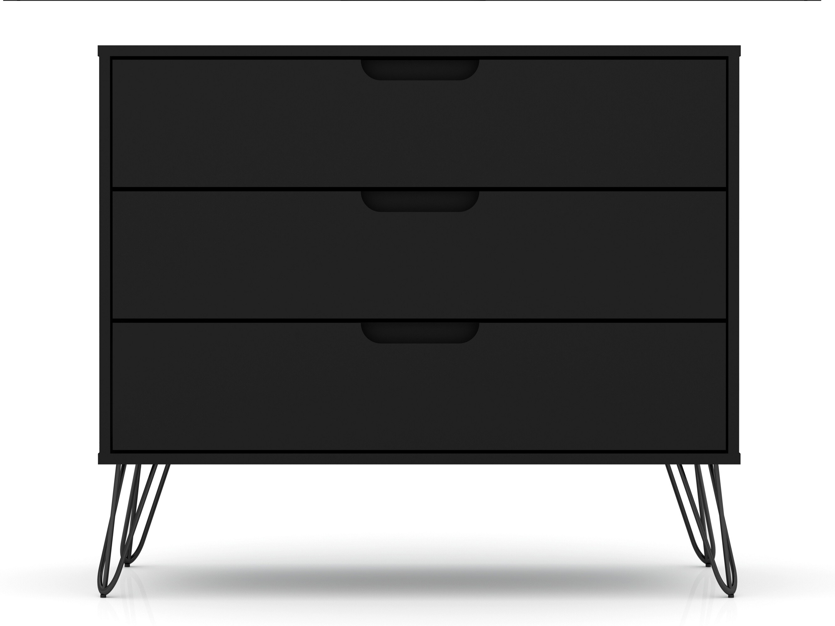 Huluwat - Dresser in Black 3-Drawer Mid-Century Modern TV Stand