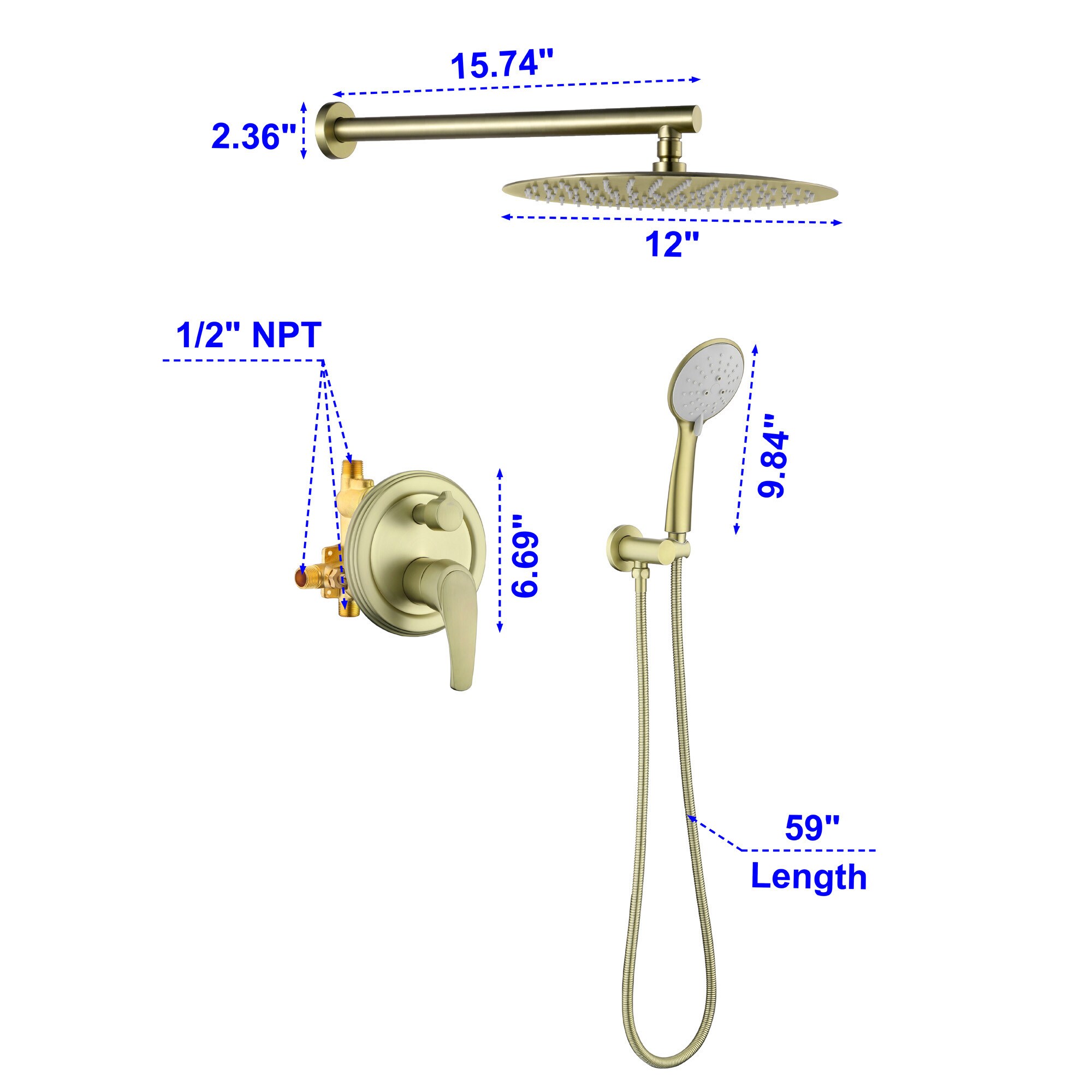 Poinic CFA-BG-88040-12 Showerhead-Bar-Panels - View #7