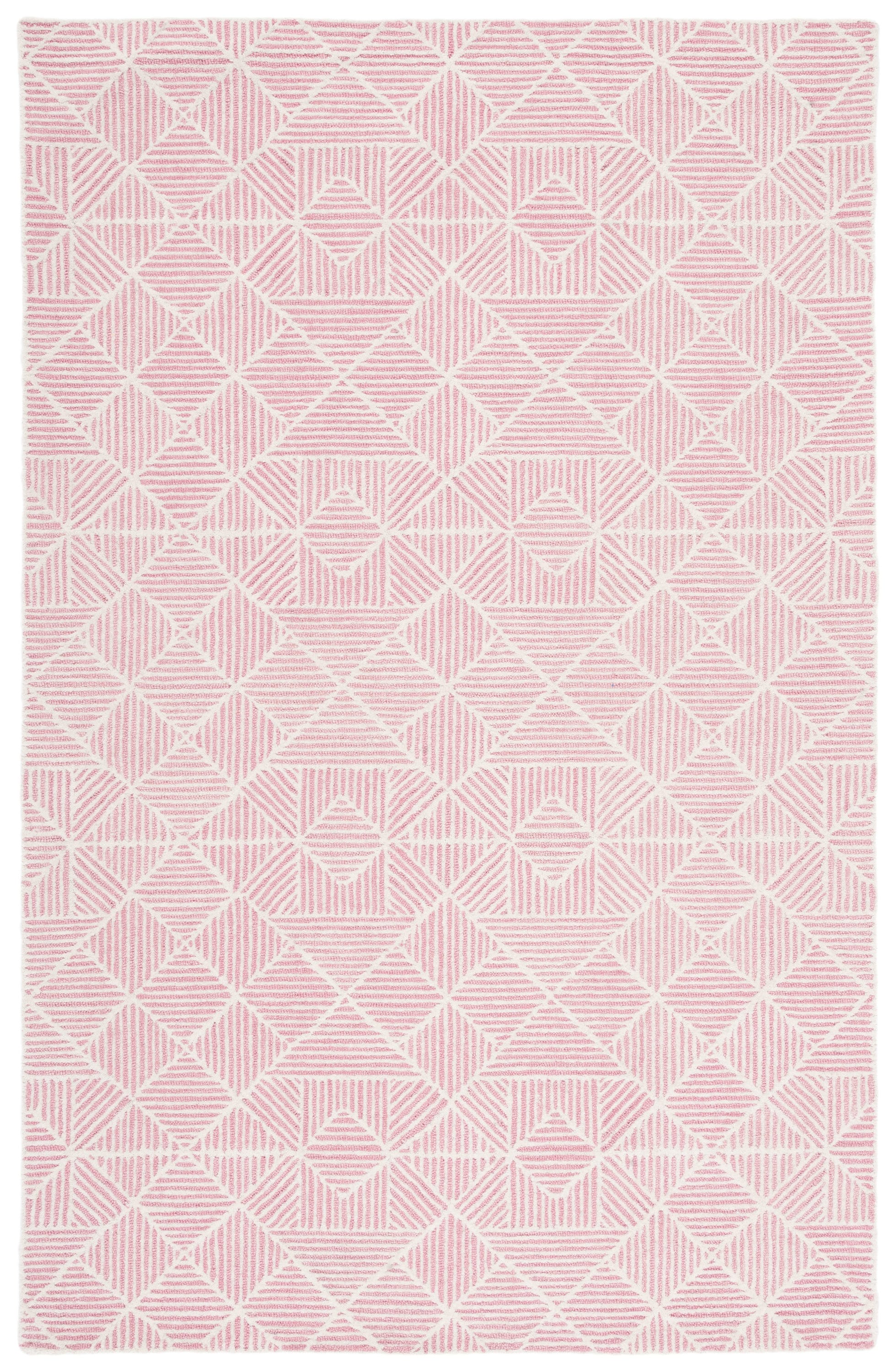 Safavieh ABT763U-5 Abstract Renee 5 x 8 (ft) Tufted Wool Pink/Ivory Rectangular Indoor Geometric Farmhouse/Cottage Area rug
