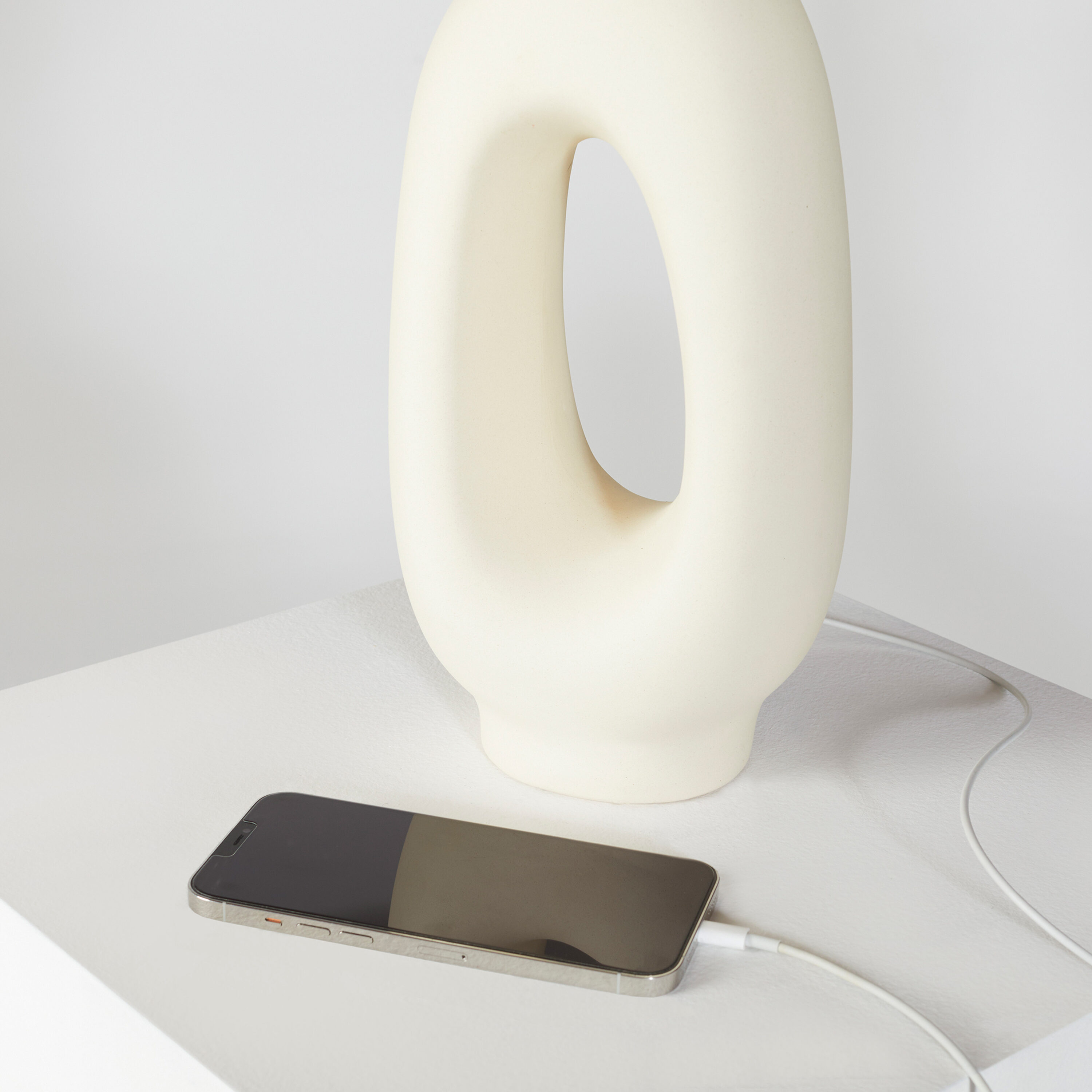 Artemis 22" White Ceramic Table Lamp with Cotton Shade