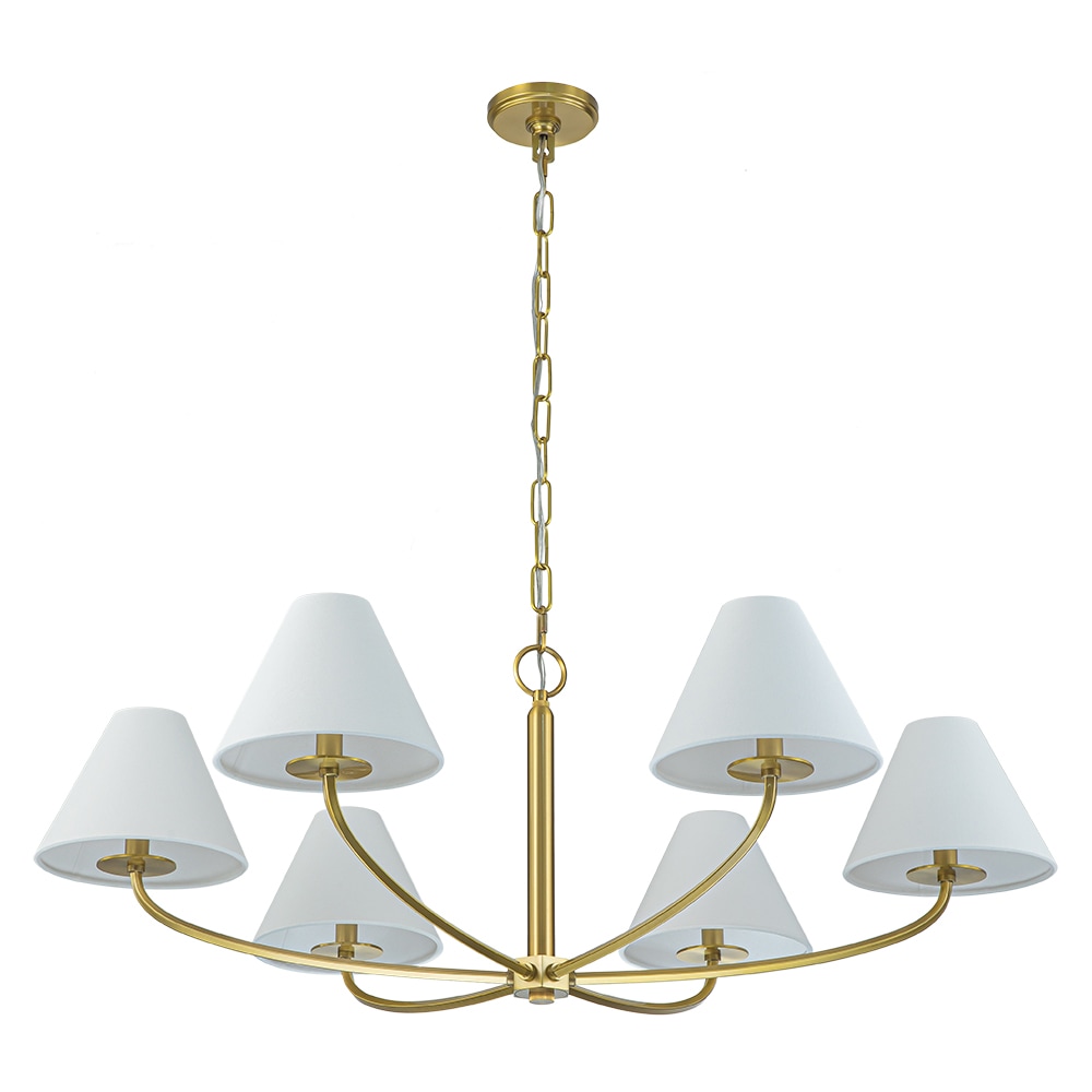 HUOKU PD1049671 Fabe 6 -Light Antique Gold Traditional For Use in Bedrooms, Dining Rooms, Foyers, Kitchens, Living Rooms Chandelier
