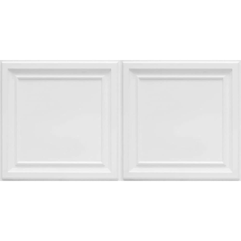 From Plain to Beautiful in Hours 233WM-24X48-10 4-ft x 2-ft Galleria Faux Tin/PVC White Matte PVC Surface-mount Ceiling Tile ( 10 -Pack, 80-Sq. Feet / Case )