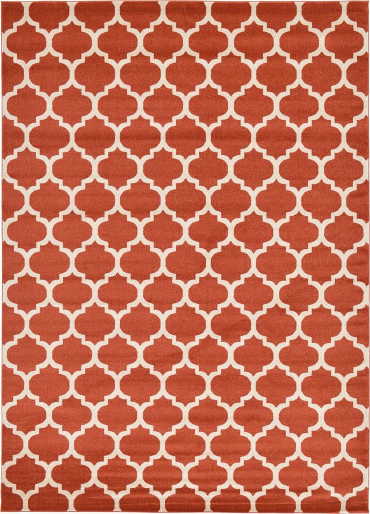 Unique Loom 3128563 Philadelphia Trellis 10 x 14 (ft) Loomed Polypropylene Terracotta/Beige Rectangular Indoor Geometric Industrial Area rug