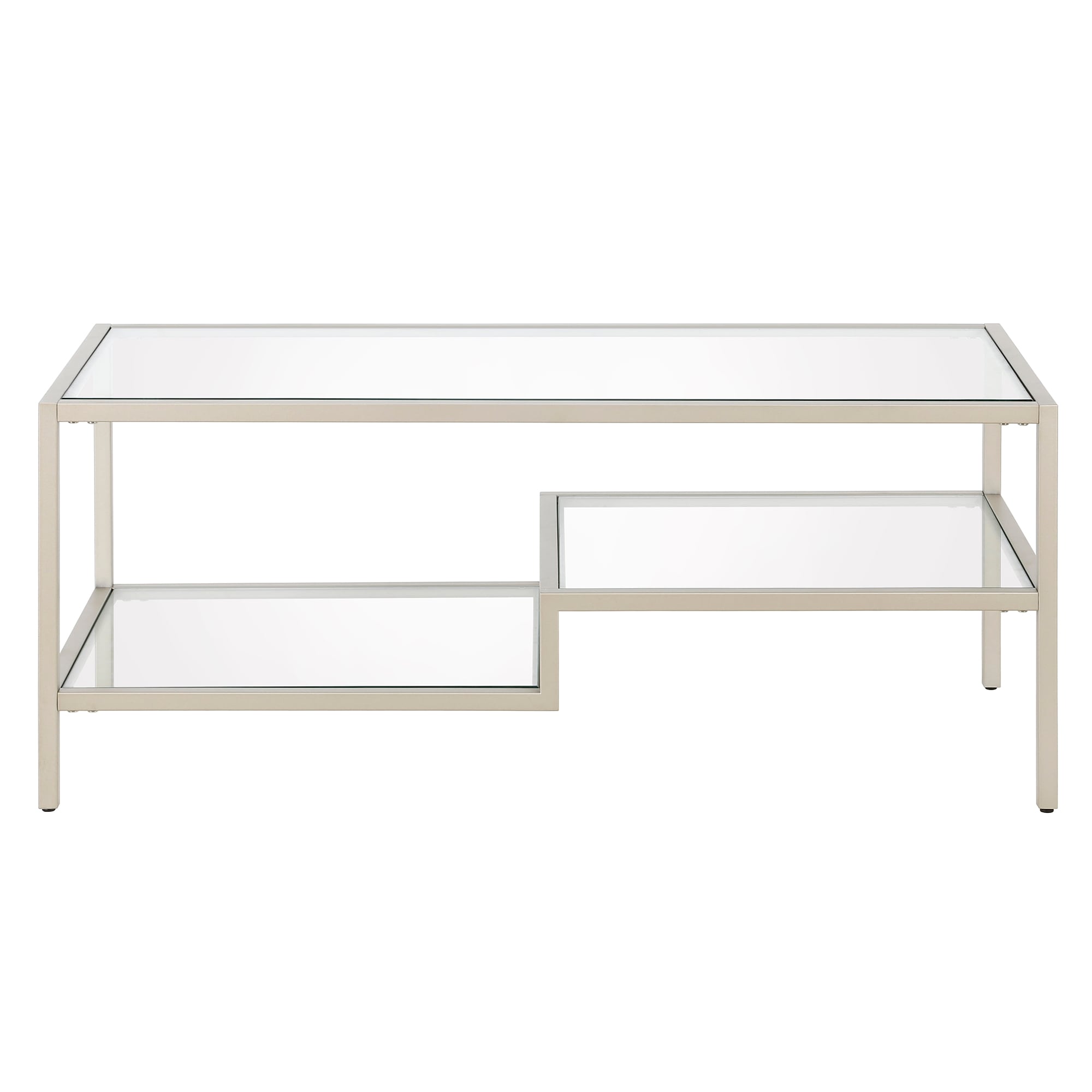 Satin Nickel Medium Rectangular Glass Coffee Table