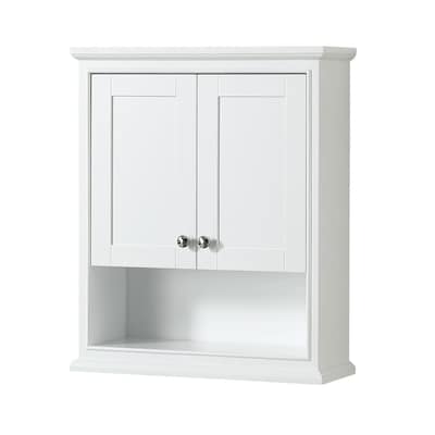 Wyndham Collection Deborah 25 In W X 30 H 9 D White Bathroom Wall Cabinet The Cabinets Department At Com - Deborah Over Toilet Wall Cabinet By Wyndham Collection White