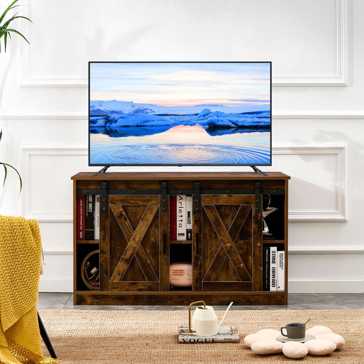 JASMODER W126550959 Modern/Contemporary Rustic Brown TV stand ( Accommodates TVs up to 70-in )