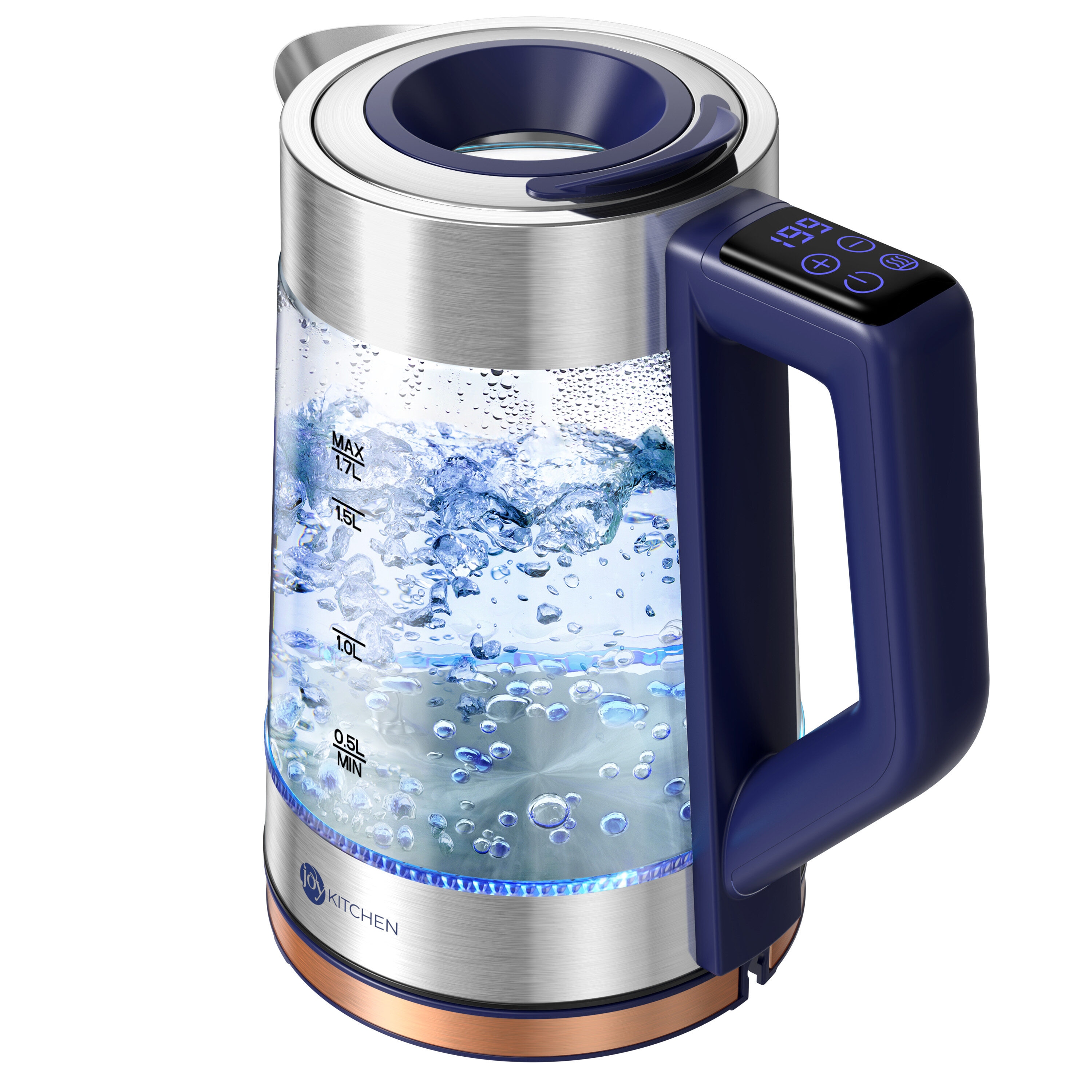 JOY Kitchen Navy Blue 7-Cup Cordless Digital Electric Kettle