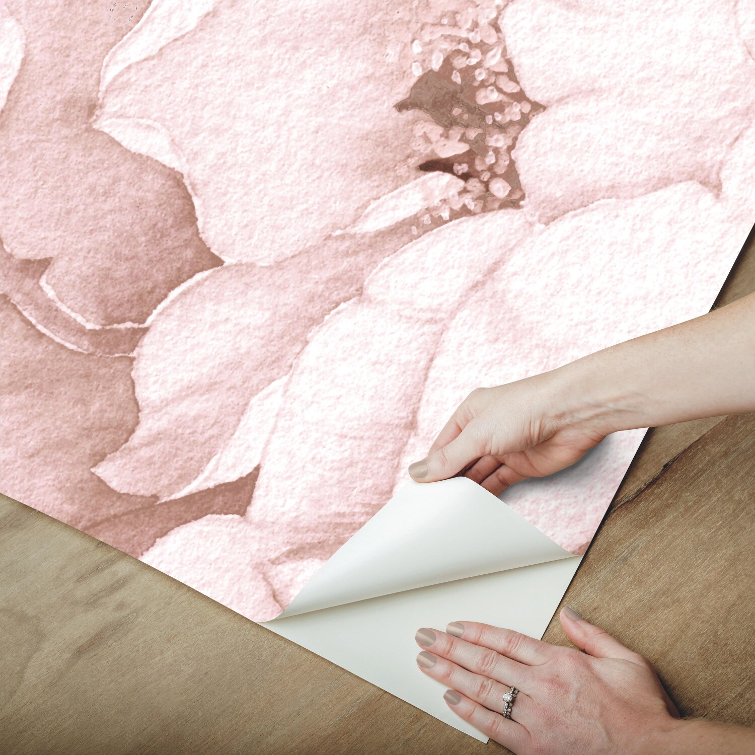 Pink and Cream Floral Peel and Stick Wallpaper Mural