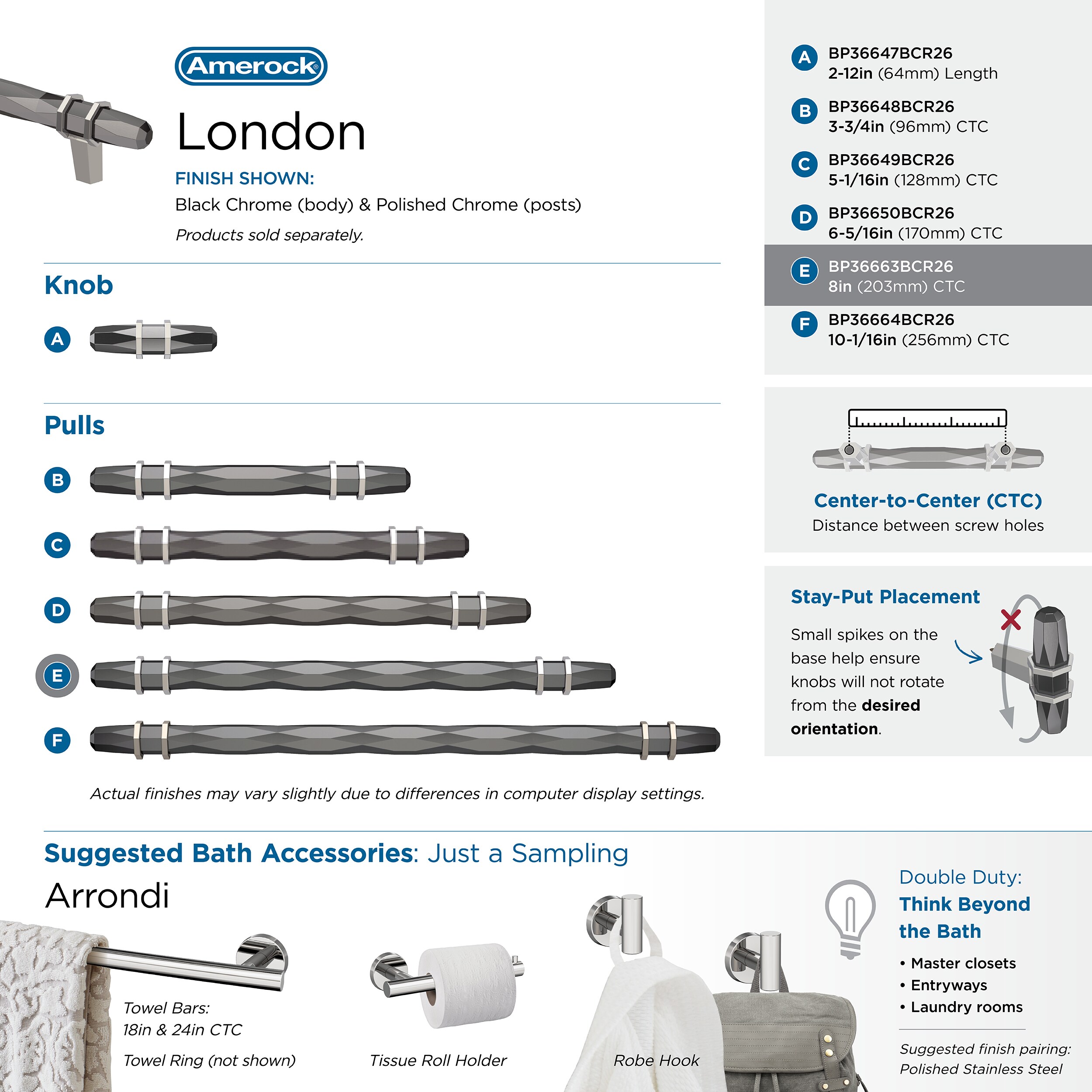 Amerock BP36663BCR26 Cabinet-Pulls - View #10