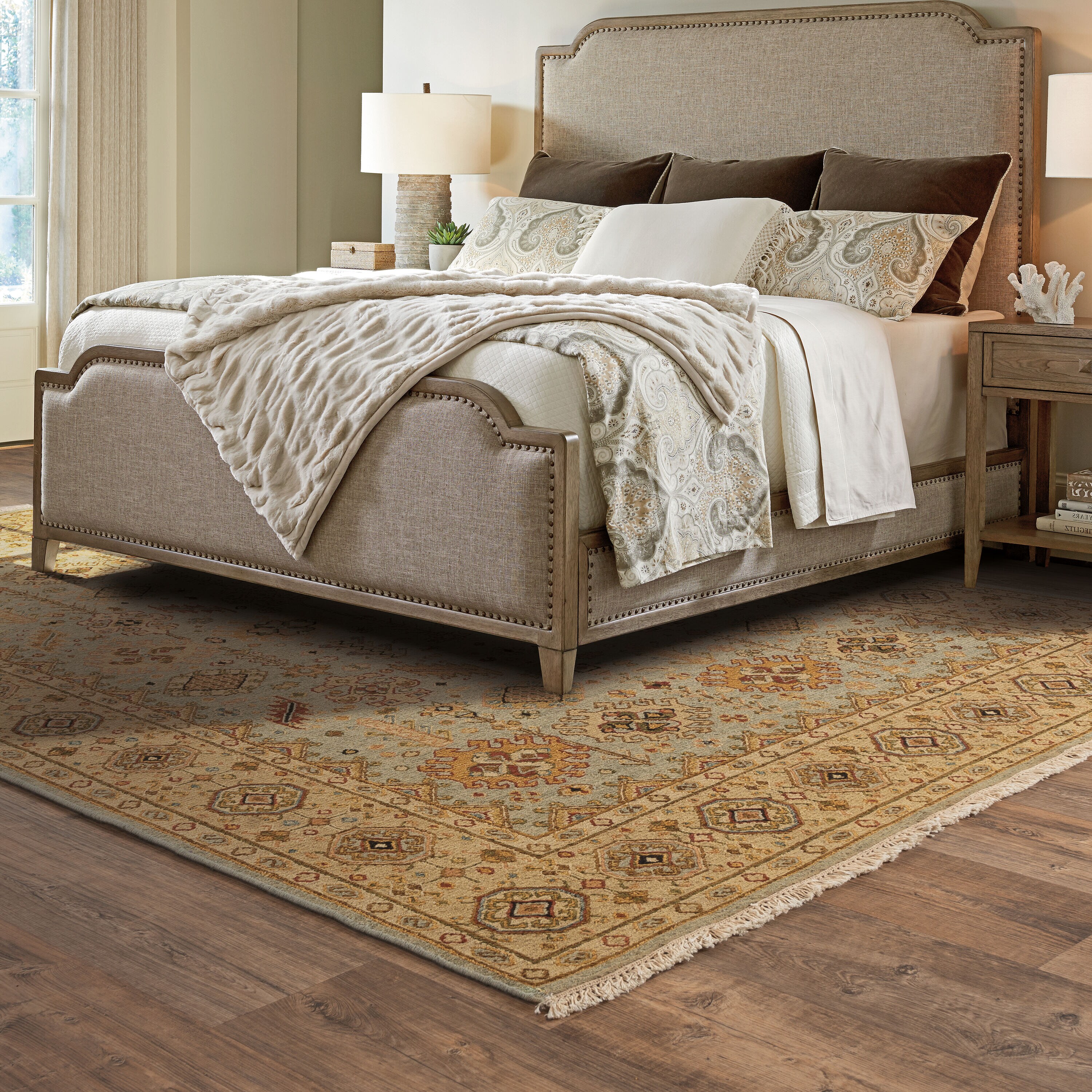 Archer Lane 123ANGO056L Reid 6 X 9 (ft) Wool Blue Indoor Floral/Botanical Oriental Area Rug