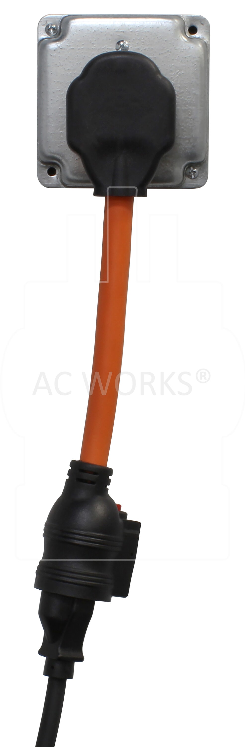 AC Works [S630CB620] 1.5ft 30A 3-Prong 6-30P Commercial HVAC Plug to 6-15/20 Outlet with 20A Breaker