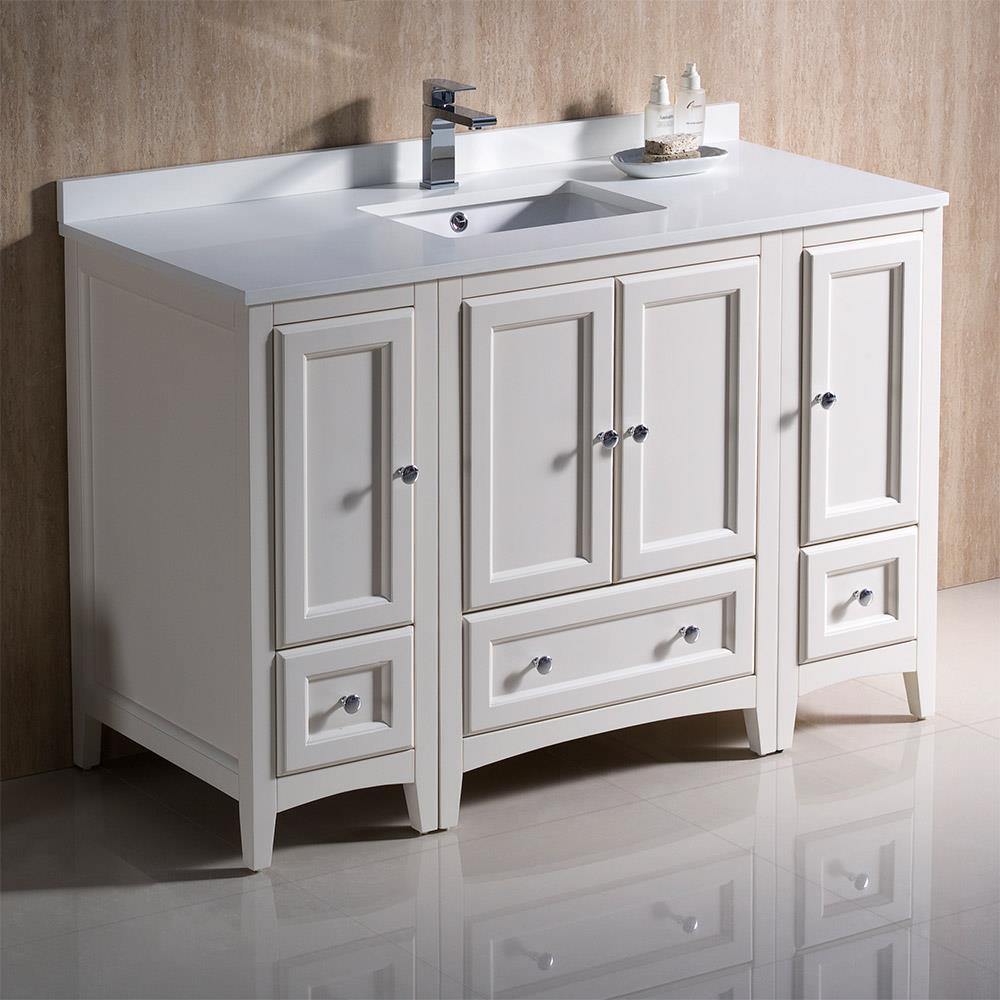 48" Antique White Quartz Stone Single Sink Vanity