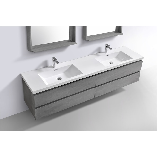 Moreno Bath Bohemia 84 In Cement Gray Double Sink Bathroom Vanity With Pure White Acrylic Top The Vanities Tops Department At Com - Reinforced Acrylic Composite Bathroom Sink