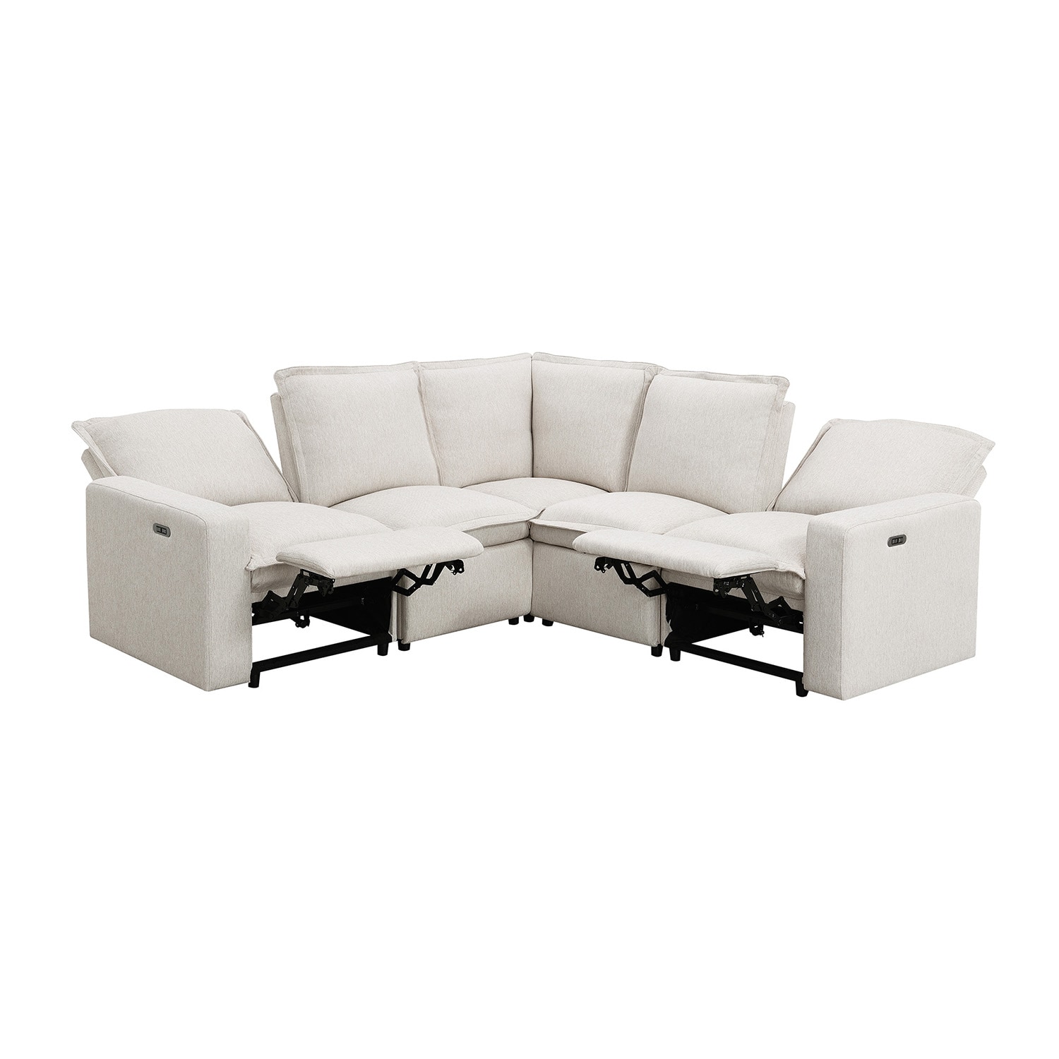 Bybafun YA3700294 89.7-Inches Modern Beige Linen Reclining Sectional