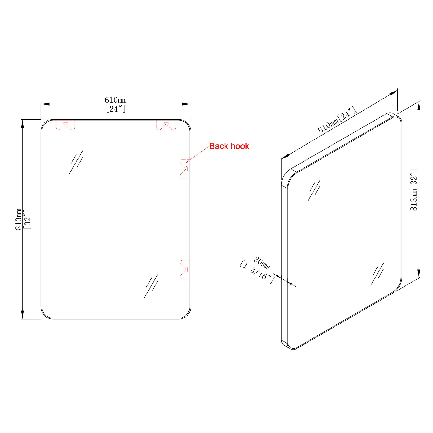 Forclover QNM-M03-2432 Framed-Bath-Mirrors - View #7