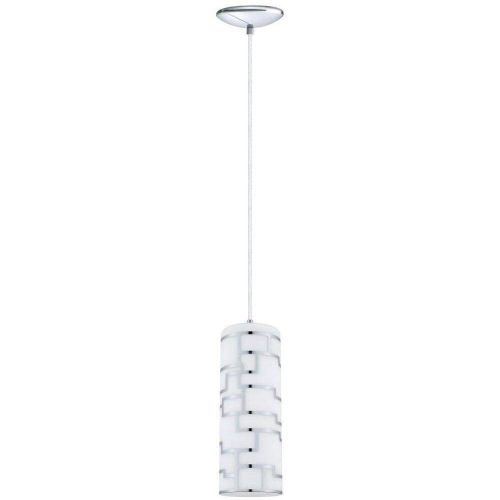 Eglo Bayman Chrome Moderncontemporary White Glass Cylinder Mini Pendant Light In The Pendant 2978