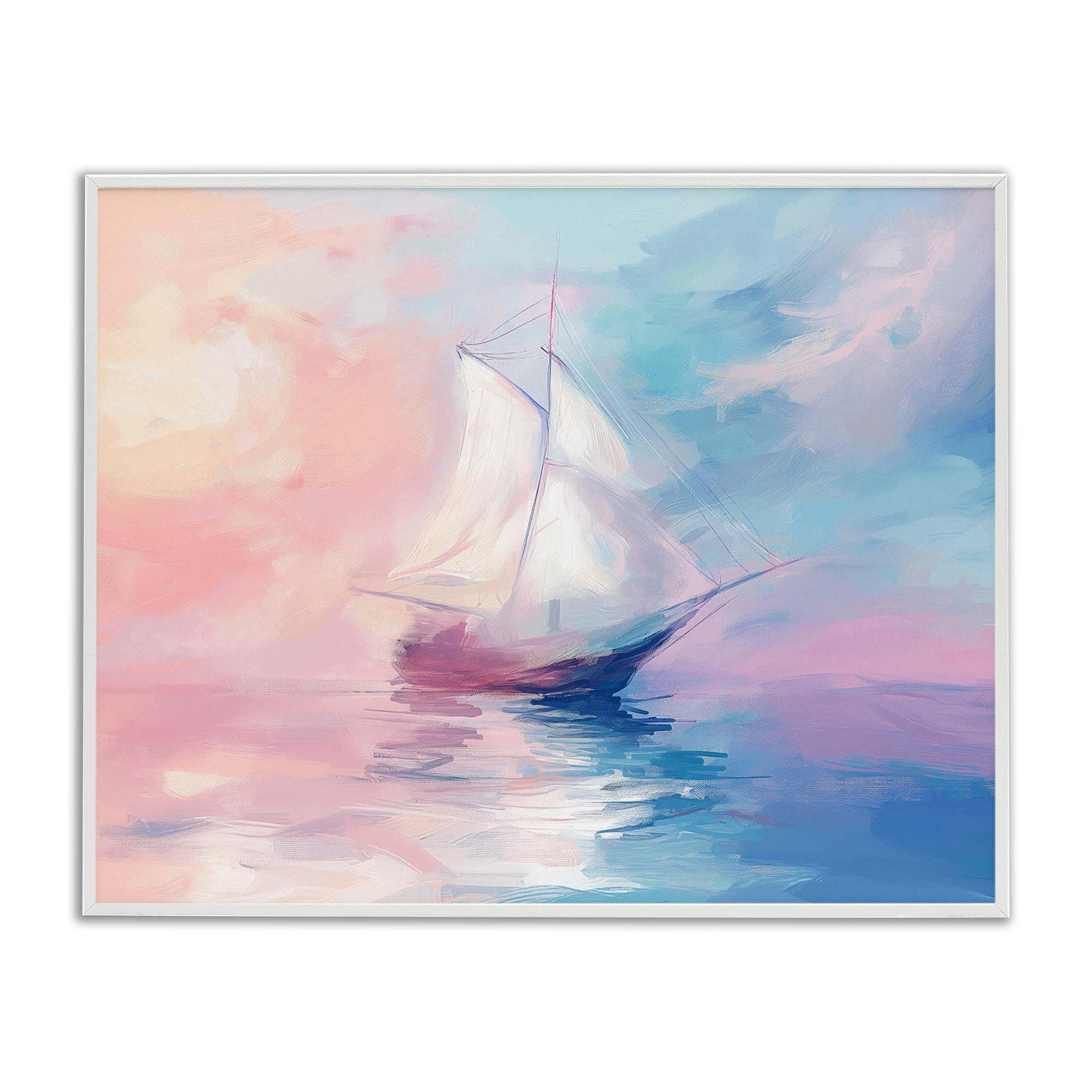 Stupell Industries BT-695-WFR-16X20 Soft Pastel Sea Vessel White Framed Giclee Art By Arlington Prints 20 x 16