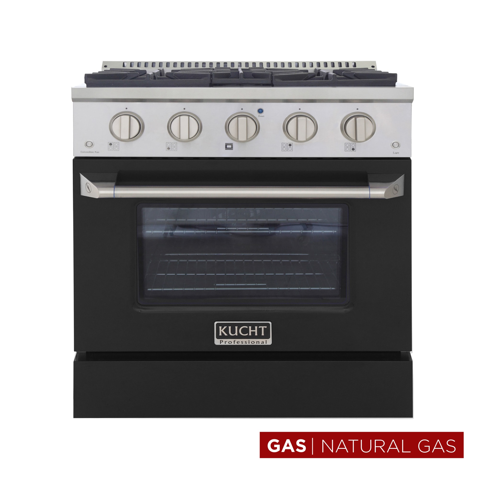 Kucht KNG301-K Professional KNG 30-in 4 burners 4.2-cu ft Convection Oven Freestanding Natural Gas Range ( Black )