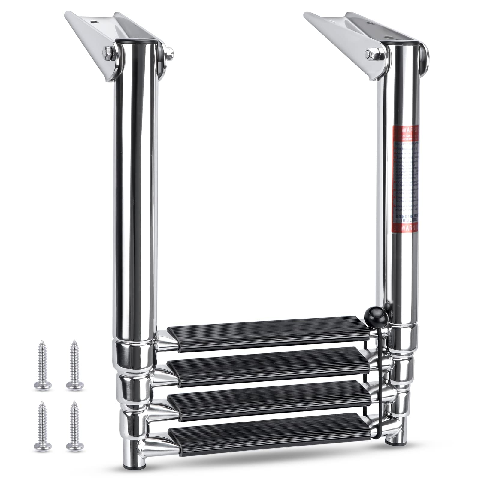 Oyezvary  Heavy Duty Boat Telescopic Four Step Ladder Stainless Steel Swim Platform Ladder Extendable Step for Boat Yacht