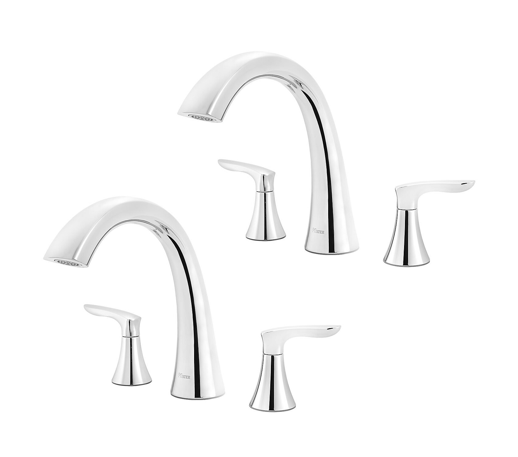 Pfister RT6-5WRC-2L Weller Polished chrome 2-handle Deck-mount Roman High-arc Bathtub Faucet