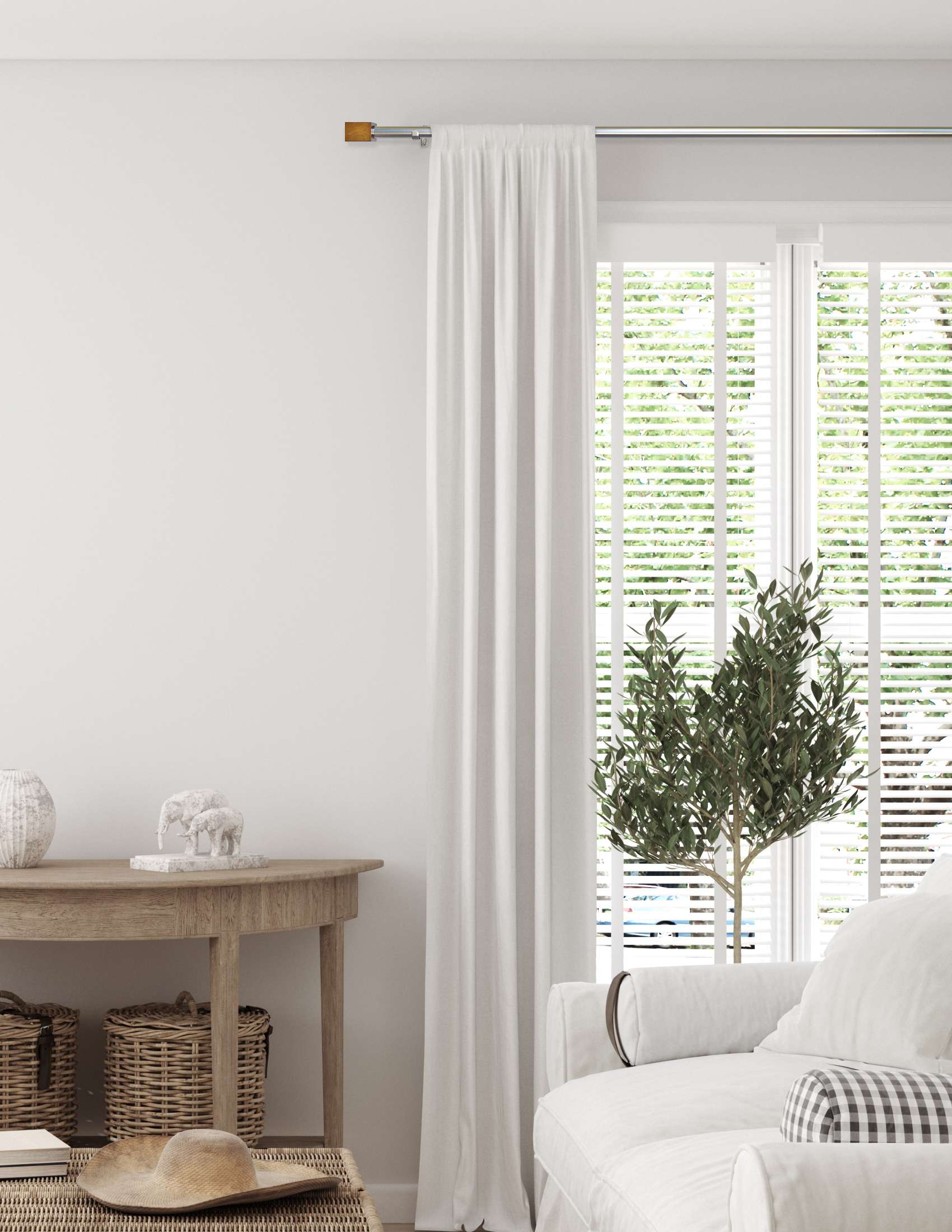 Linen Avenue Wood Rectangle Single Window Curtain Rod Set 28 to 48 Inch ...