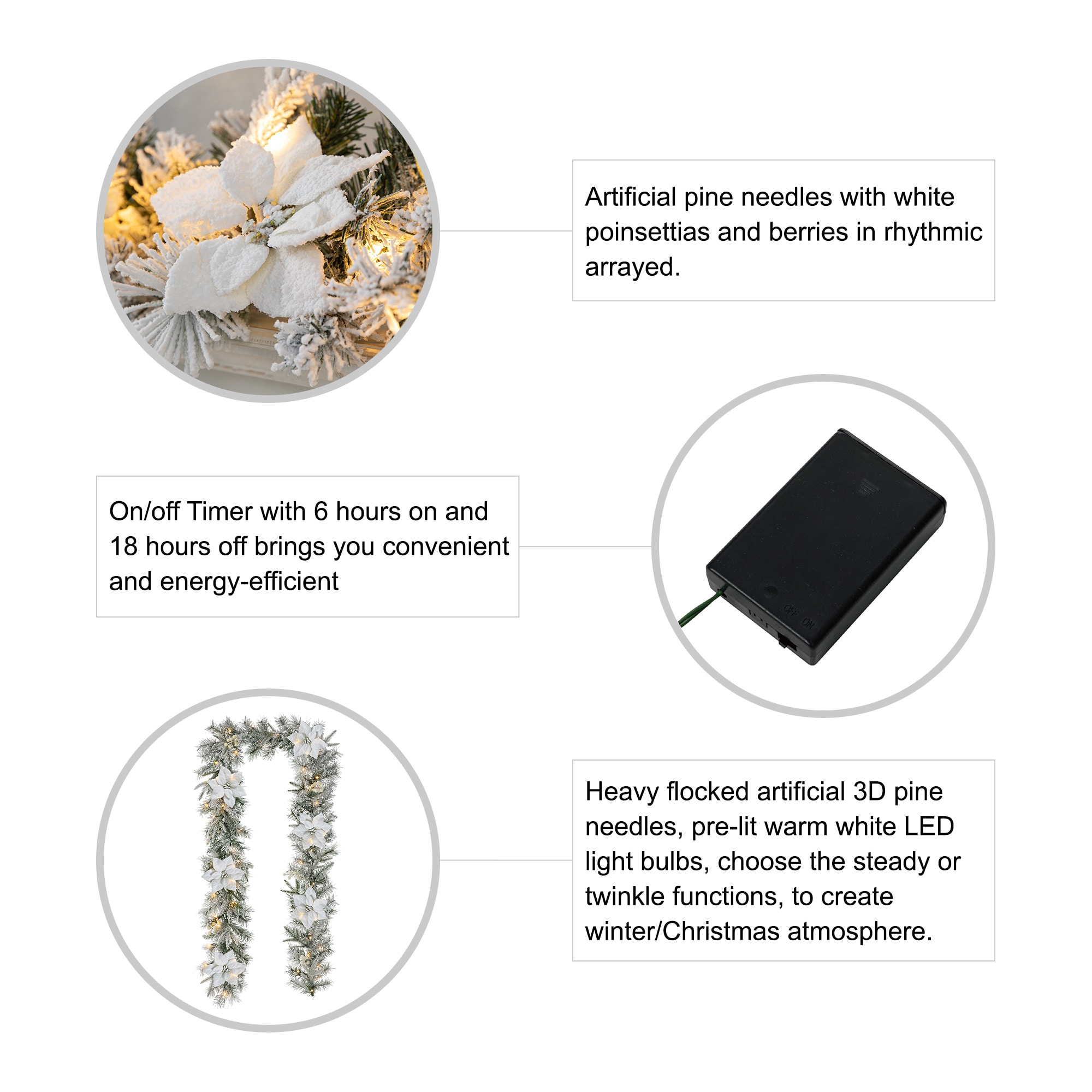 Glitzhome 2016000017 Artificial-Christmas-Garland - View #5