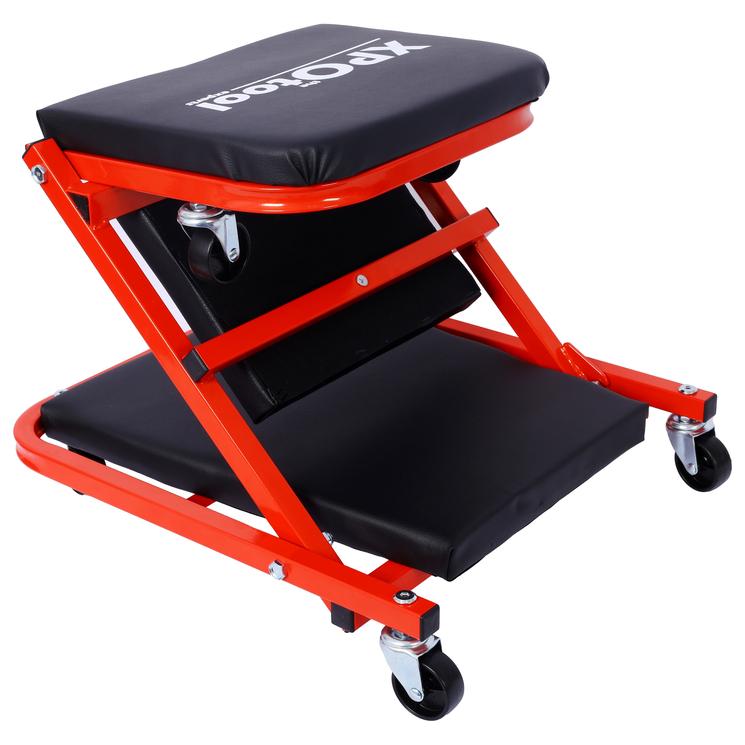 LUXEYARD Mechanic Creeper Garage Gift 36 inch Z Creeper Seat 2 in 1 Mechanic Gifts 300 lbs Capacity Low Profile Creeper with 6 pcs Wheels in Garage Shop for Fathers Day Tool Gift red color
