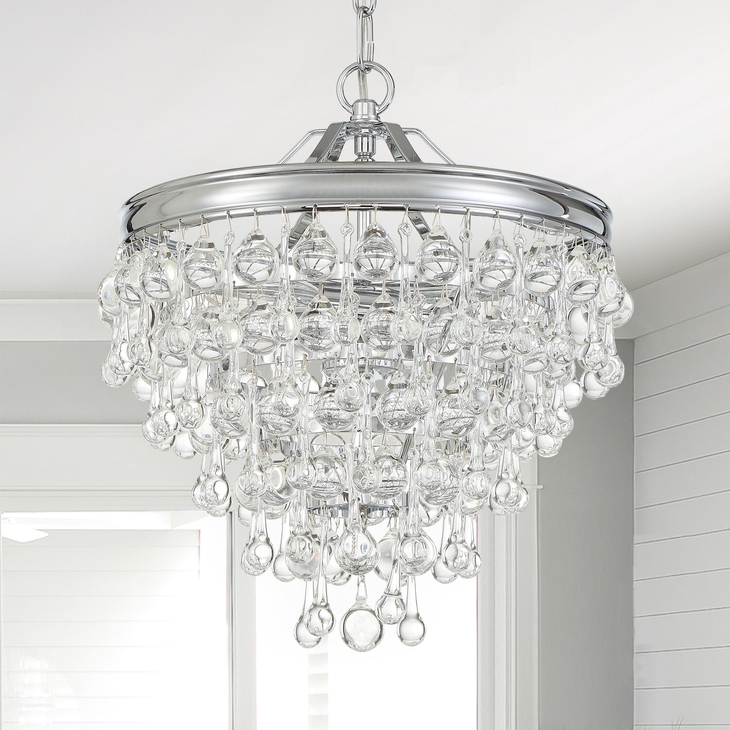 Calypso Polished Chrome 3-Light Mini Chandelier with Smooth Glass Drops