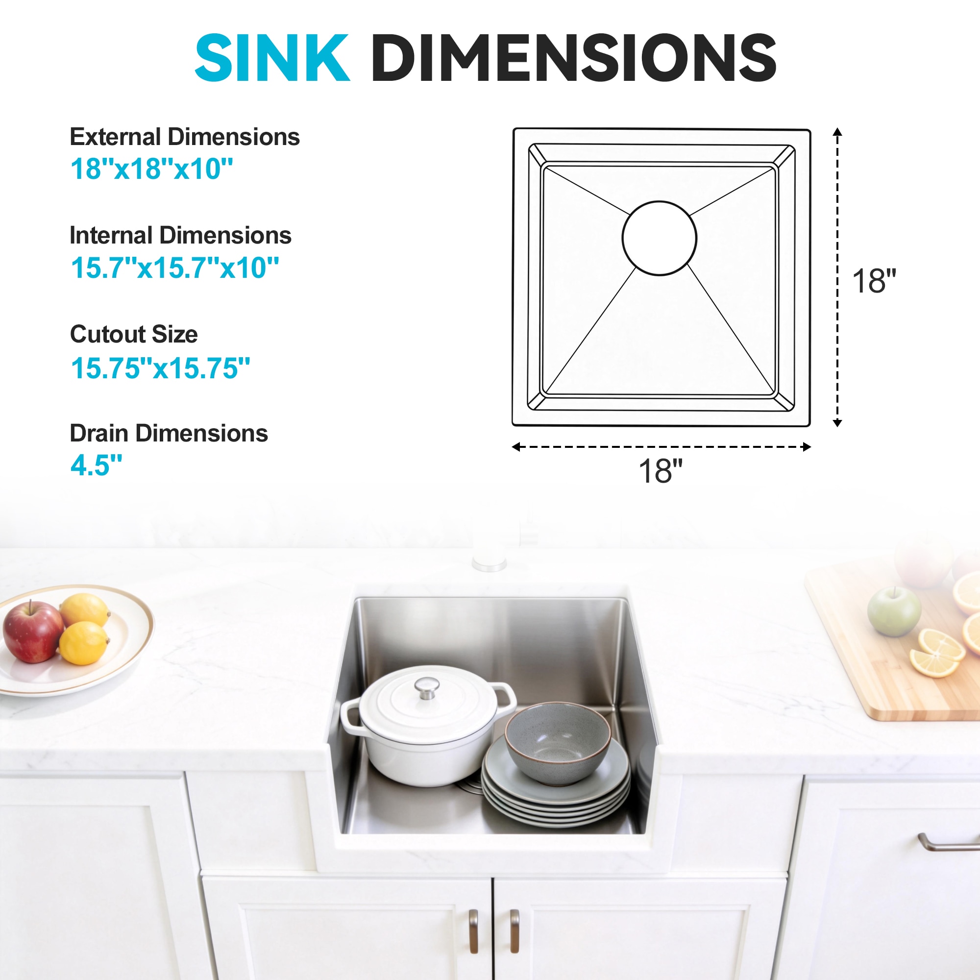 Trivework AQKS03-BR-181808-DZ Kitchen-Sinks - View #7