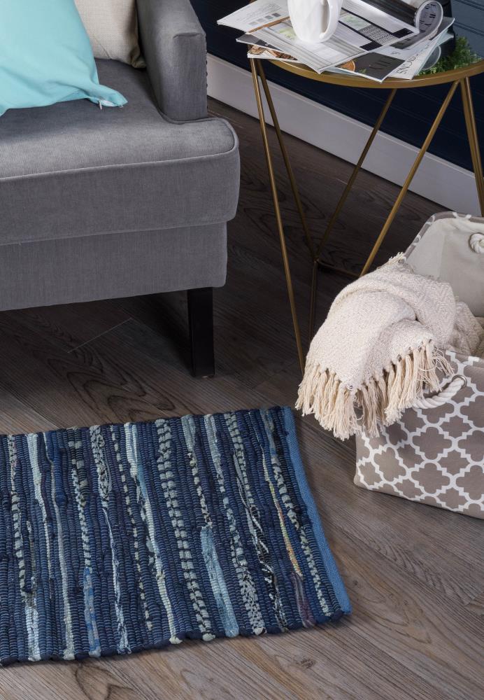 Handmade Nautical Blue Cotton Reversible 4' x 6' Rug
