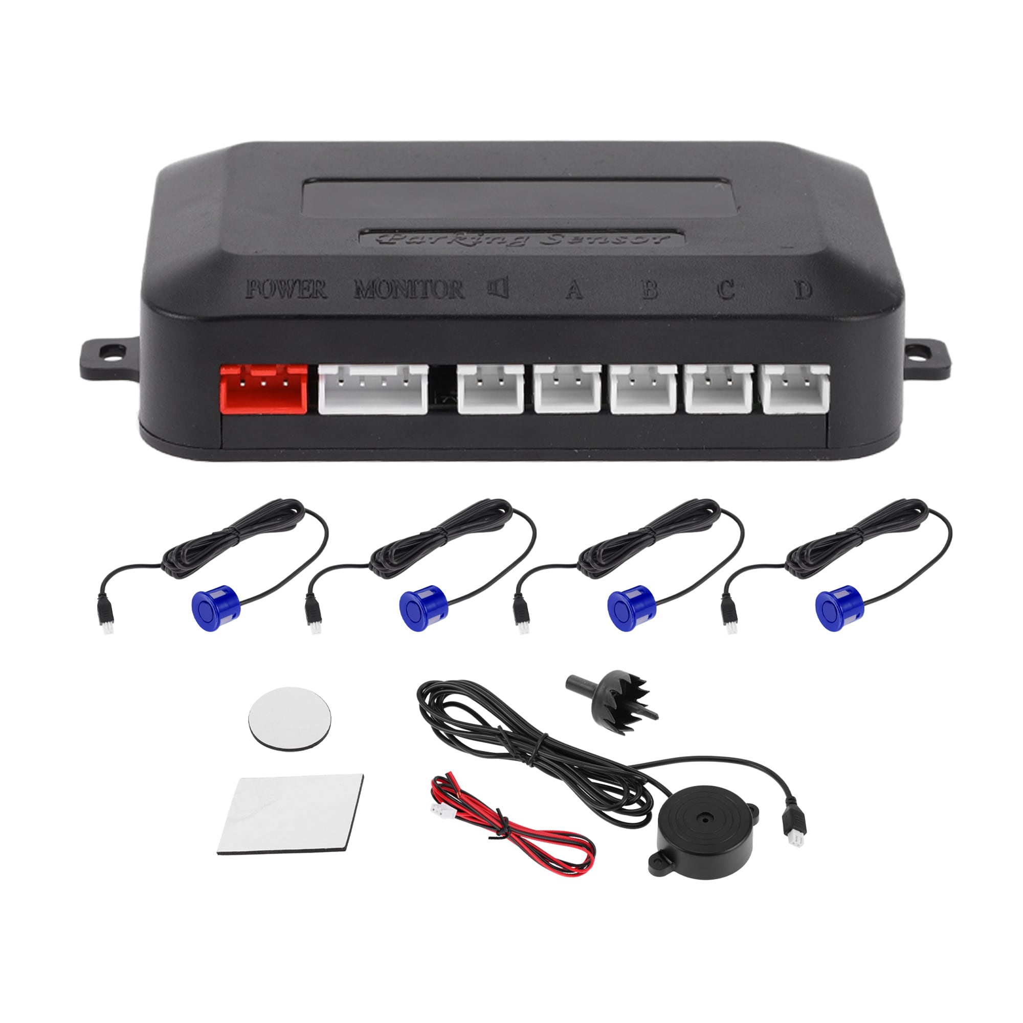 Universal Car Auto Vehicle Reverse Backup Radar System Reverse Parking Sensors Alarm Buzzer Reminder Distance Detection Dark Blue 4 Parking Sensors