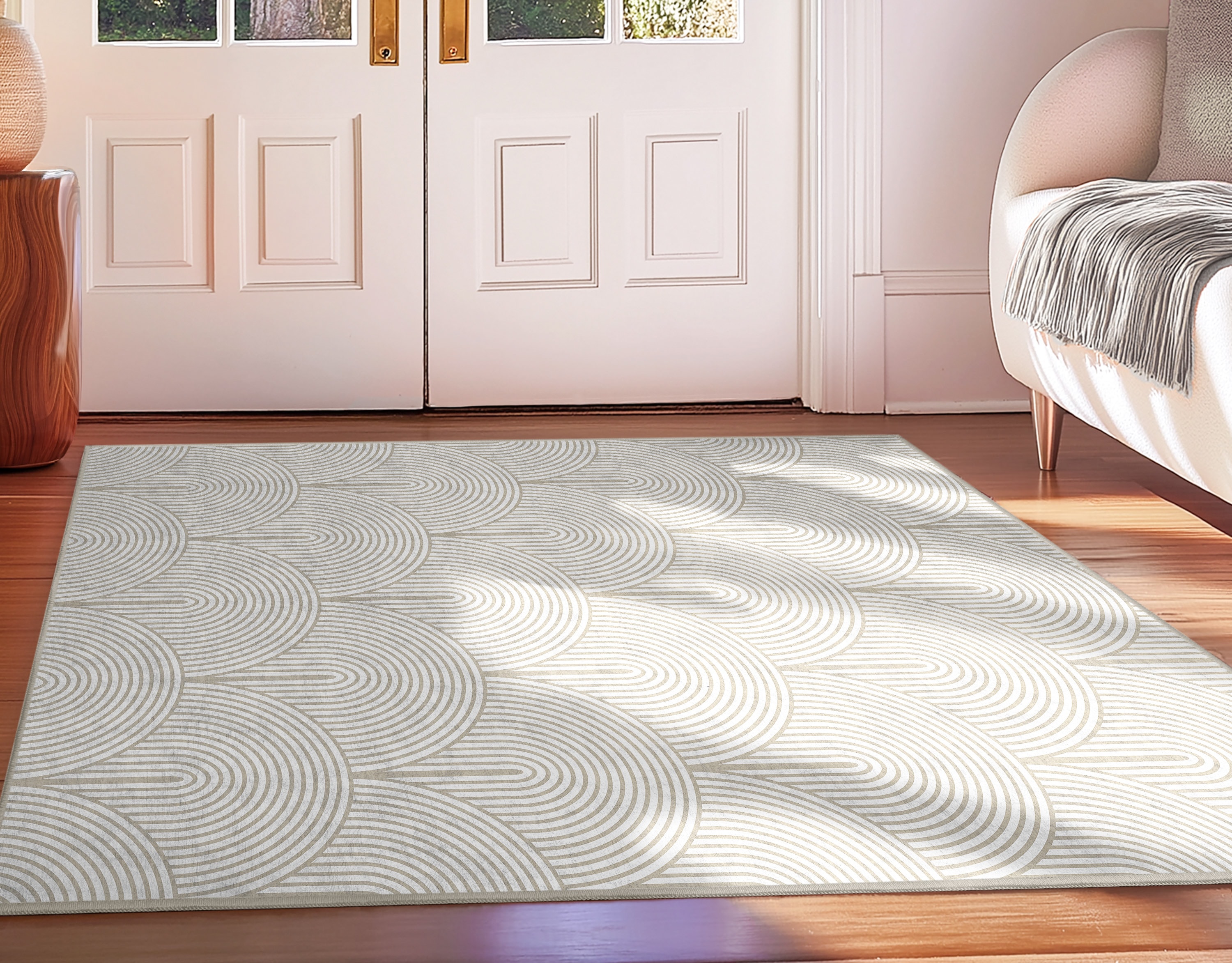 Well Woven W-APE-08A-4 Apollo Elemental 3 x 5 (ft) Polyester Beige Cream Rectangular Indoor Abstract Mid-Century Modern Area rug