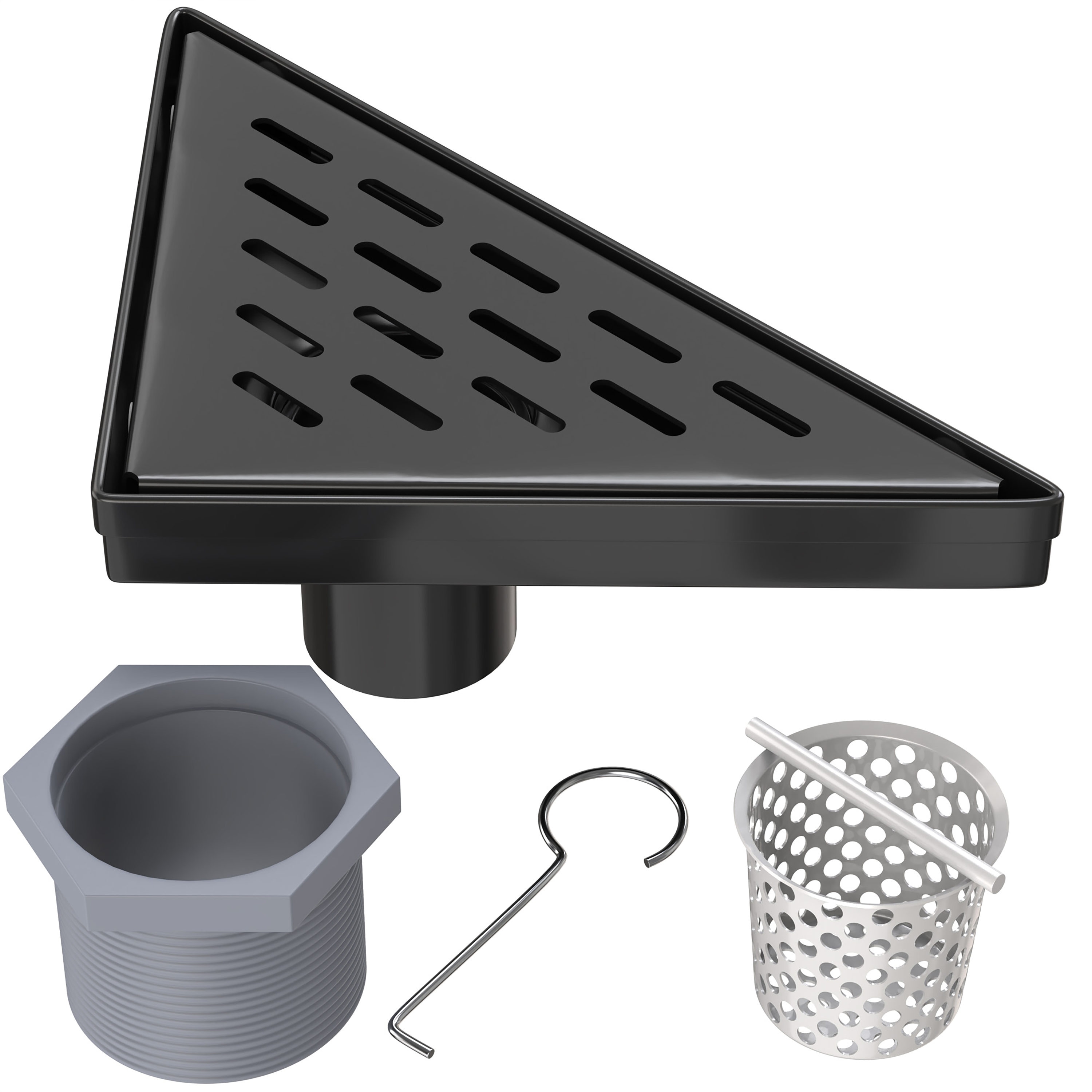 HYDROWARE 11in x 7.8in Black Stainless Steel Shower Drain in the